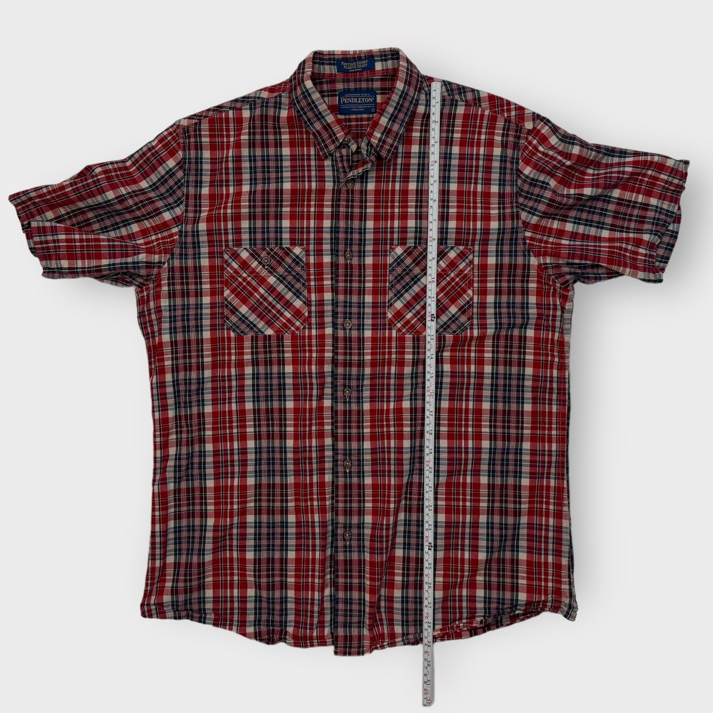 Pendleton Santiam S/s Button-Up Shirt | L | Red/White/Blue Plaid | Pre-Owned