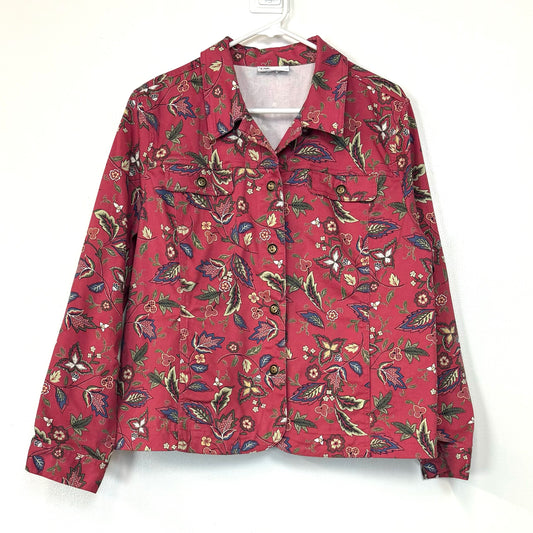 The TOG Shop | Womens Floral Button-Up Jacket | Color: Red | Size: L | Pre-Owned