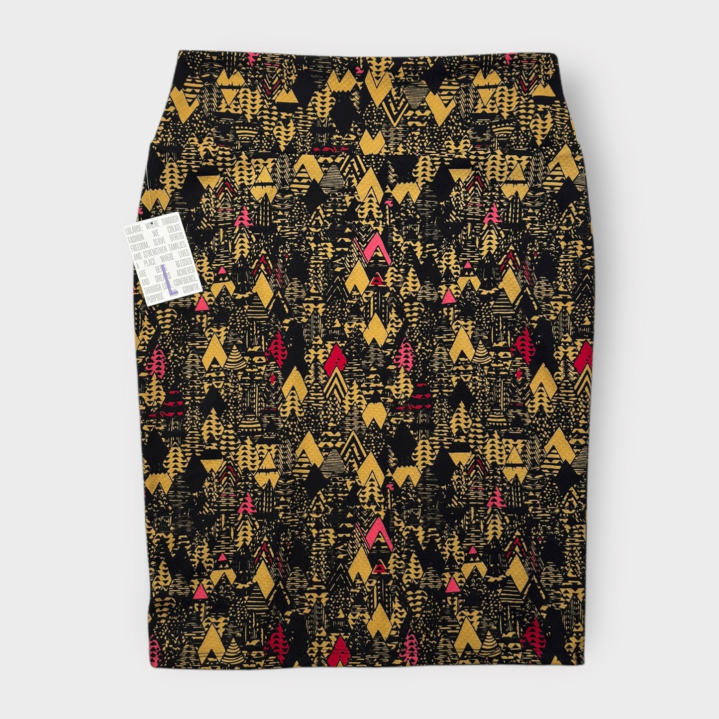 LuLaRoe Cassie Pencil Skirt - Black/Yellow Abstract - Women's L (12-14) - NWT