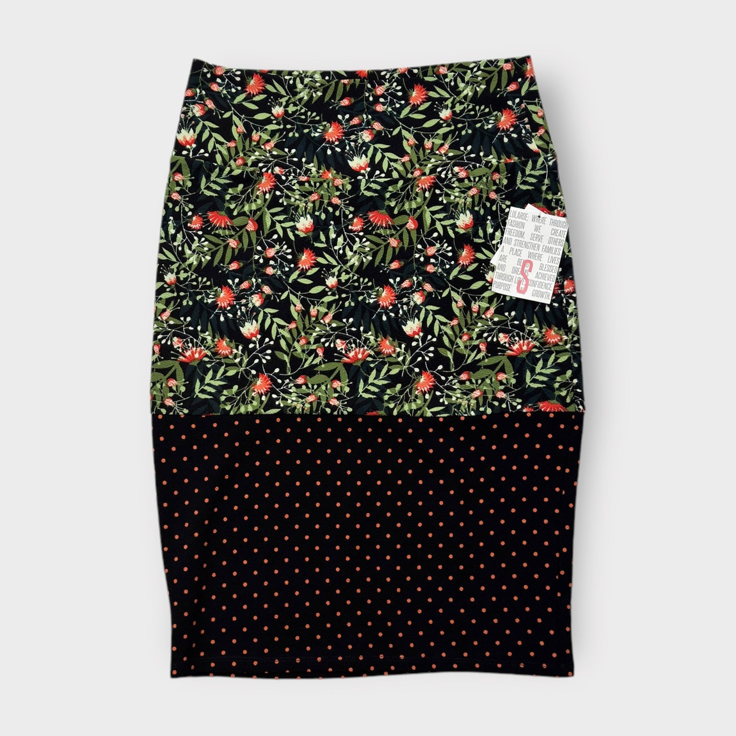 LuLaRoe Cassie Pencil Skirt - Floral Polka Dot Mix - Women's S (4-6) - NWT