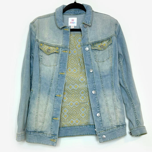 LuLaRoe Denim | Jaxon Denim Jacket | Size: XXS | Color: Blue | Geometric Stitching | NWT