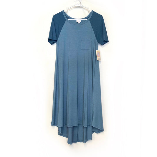 LuLaRoe Womens XXS Blue/Blue Colorblock 'Carly' S/s Swing Dress NWT