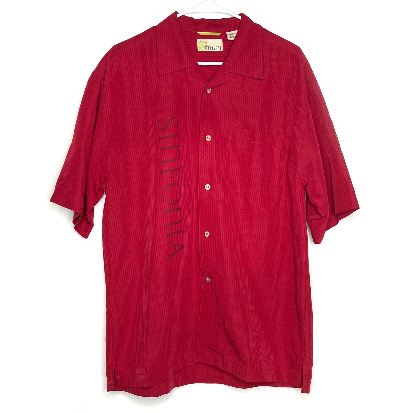 Cubavera Mens Size M Crimson Red ‘Sinfonia’ Casual Shirt Button-Up S/s Pre-Owned