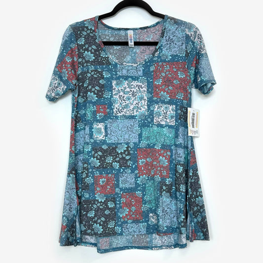 LuLaRoe Vault | Perfect T Swing Top | Size: XXS (0-6) | Color: Green | Patchwork Floral | NWT