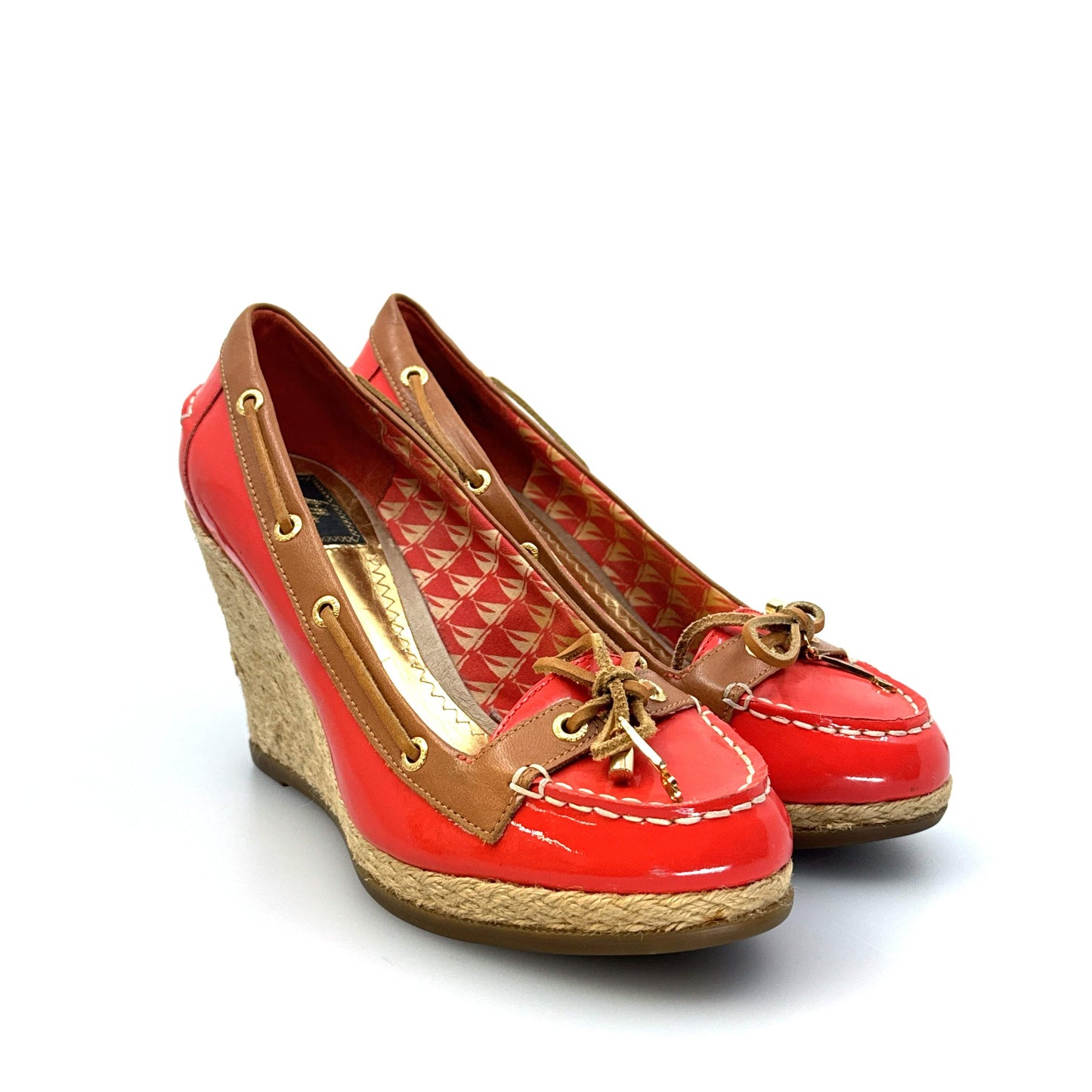 Milly for Sperry Top-Sider Size 7.5M Espadrille Coral Patent Leather Boat Shoes