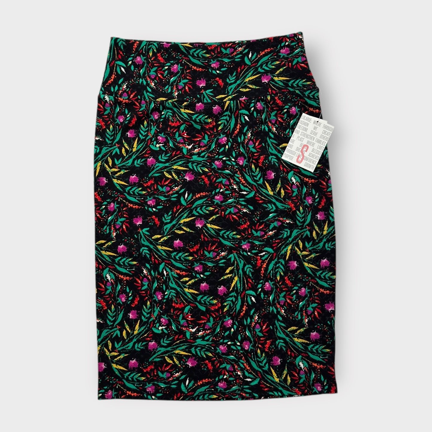 LuLaRoe Cassie Pencil Skirt - Black Multicolor Busy Floral - Women's S (4-6) - NWT