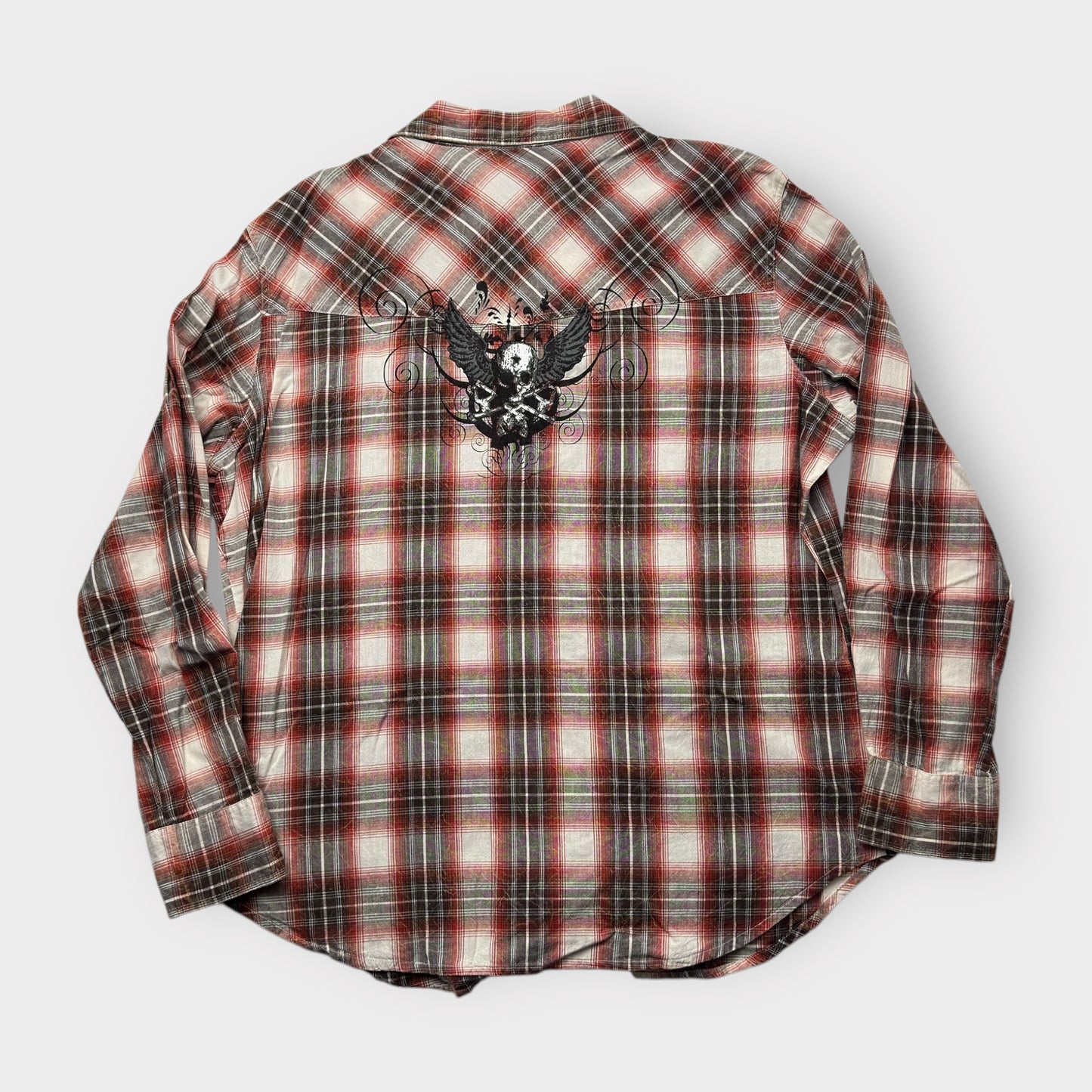 Ely 1878 Men's Red Plaid Western Snap-Up Long Sleeve Shirt - Size L - Pre-Owned