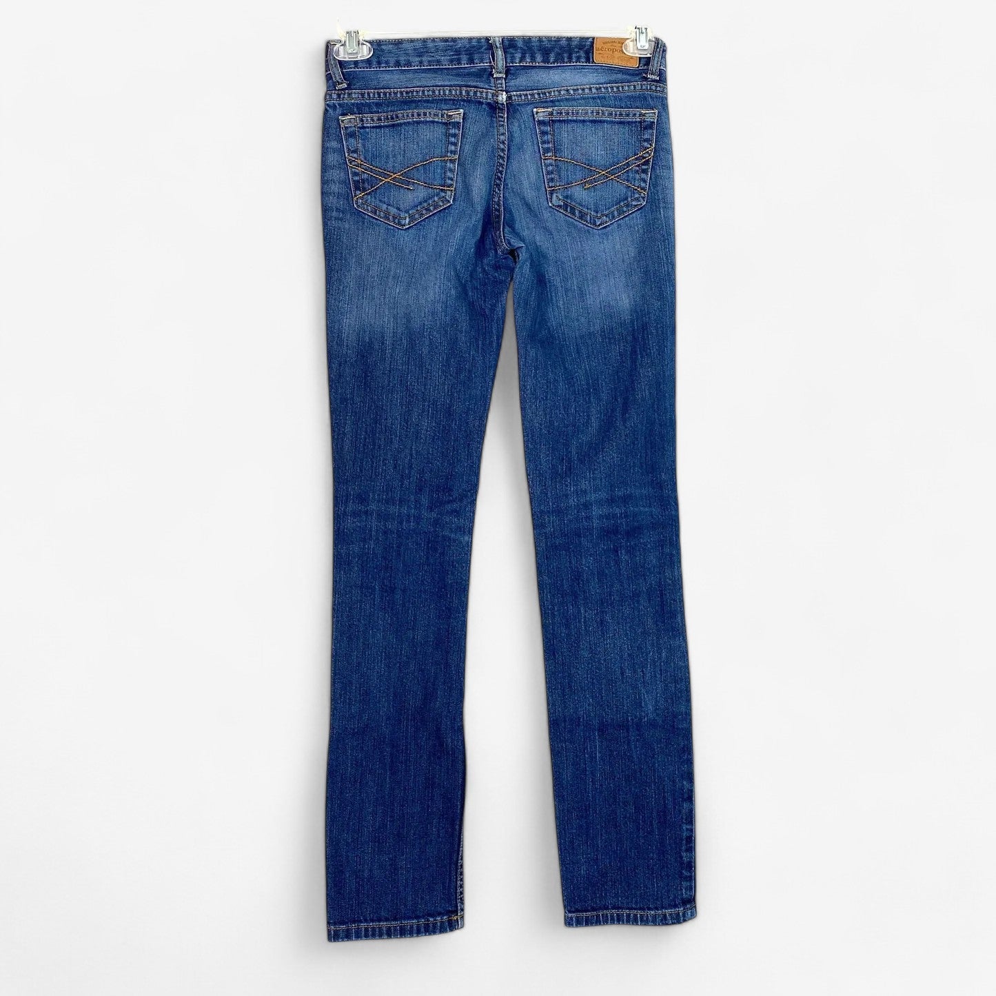 Aeropostale Women's Bayla Skinny Distressed Jeans - Blue Denim - Size 1/2 - Regular Length