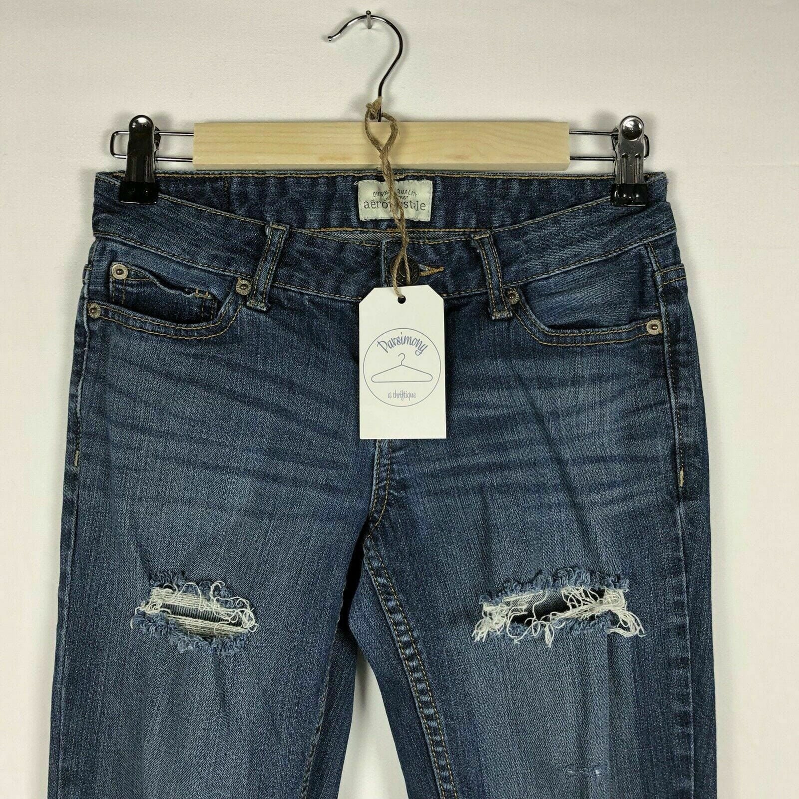 Fashionable Aeropostale Womens Jeans Distressed Blue Denim Bayla Skinny XS Regular -  | Buy at Parsimony Shoppes