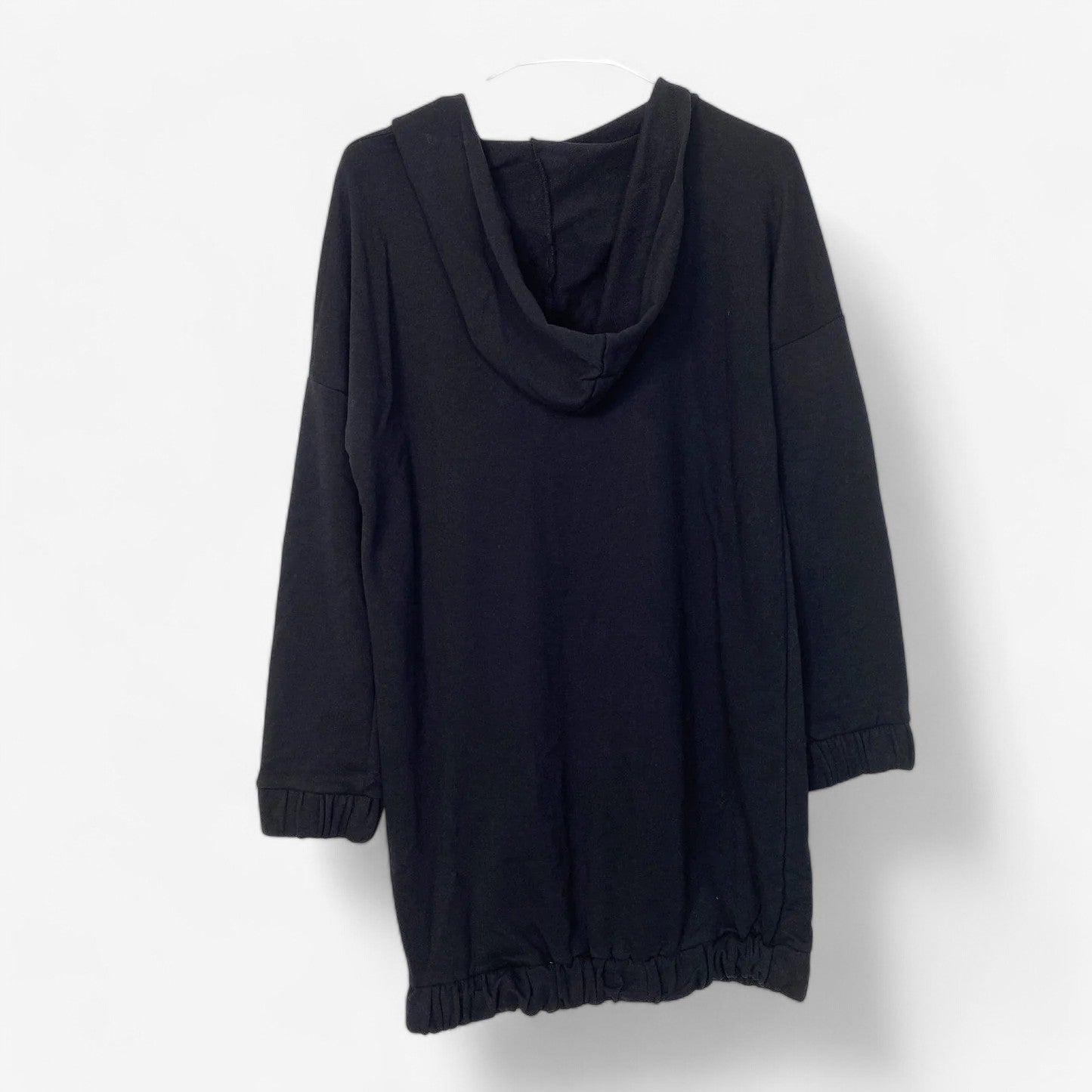 Poof Women's Black Fleece Pullover Hoodie with Zip Collar - Long Sleeve - Size L - New with Tags