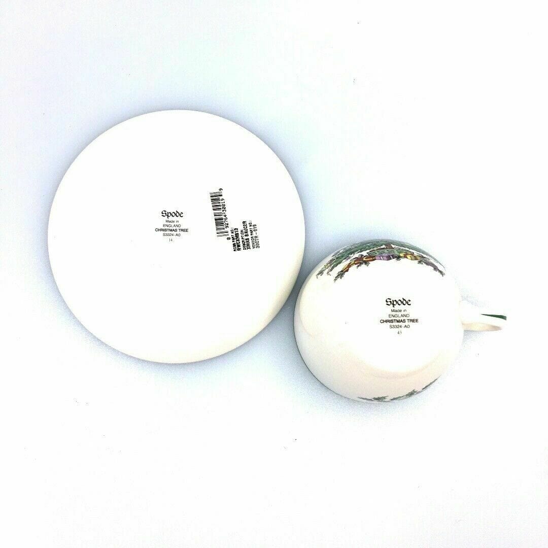 Festive Spode Christmas Tree Coffee & Tea Cup & Saucer Set - 7oz, White, Very Good -  | Buy at Parsimony Shoppes