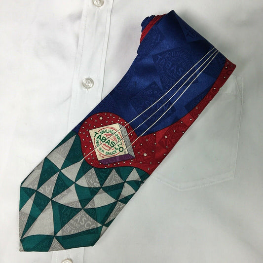 Fiery Tabasco Mens Red & Blue Silk Necktie 58" Very Good -  | Buy at Parsimony Shoppes