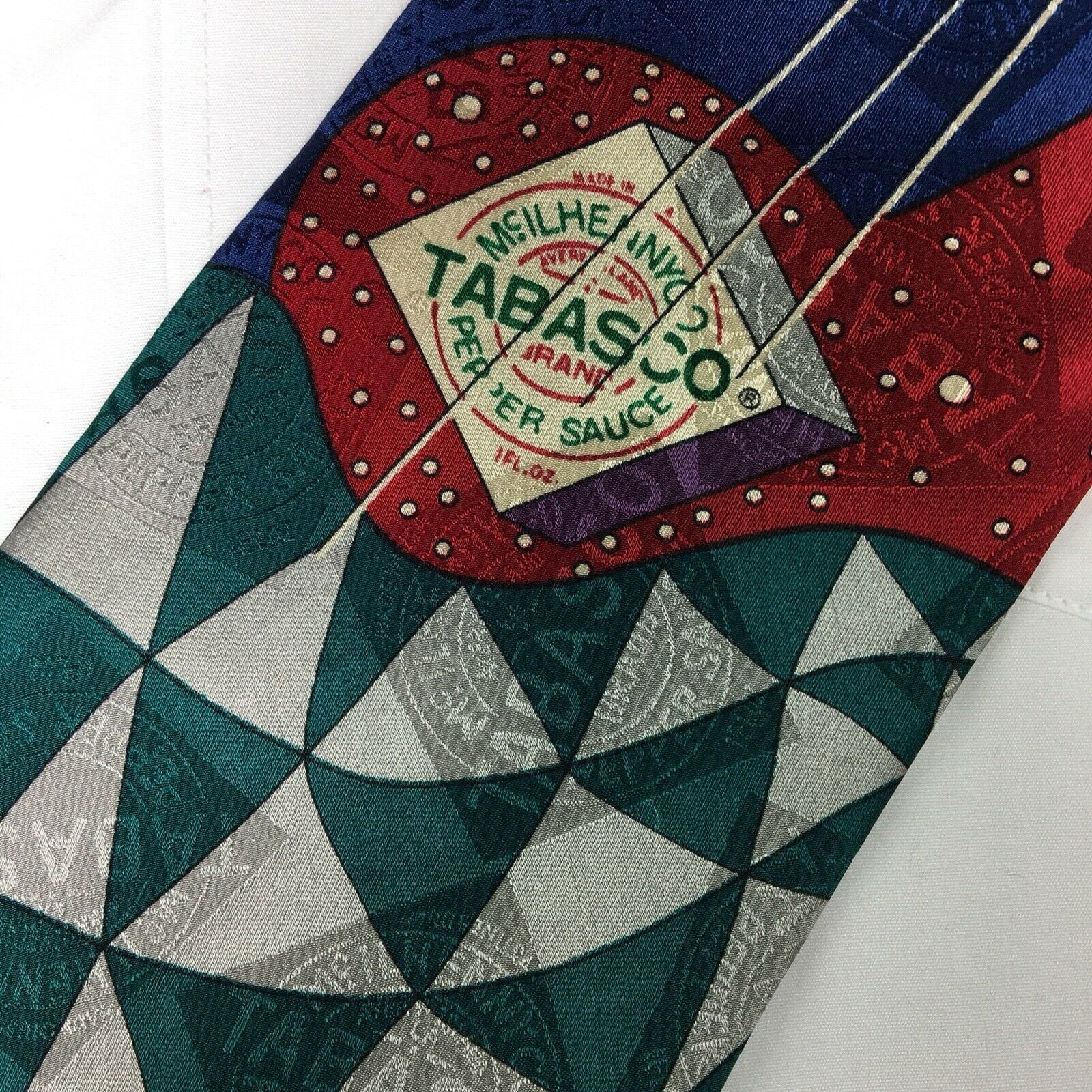 Fiery Tabasco Mens Red & Blue Silk Necktie 58" Very Good -  | Buy at Parsimony Shoppes