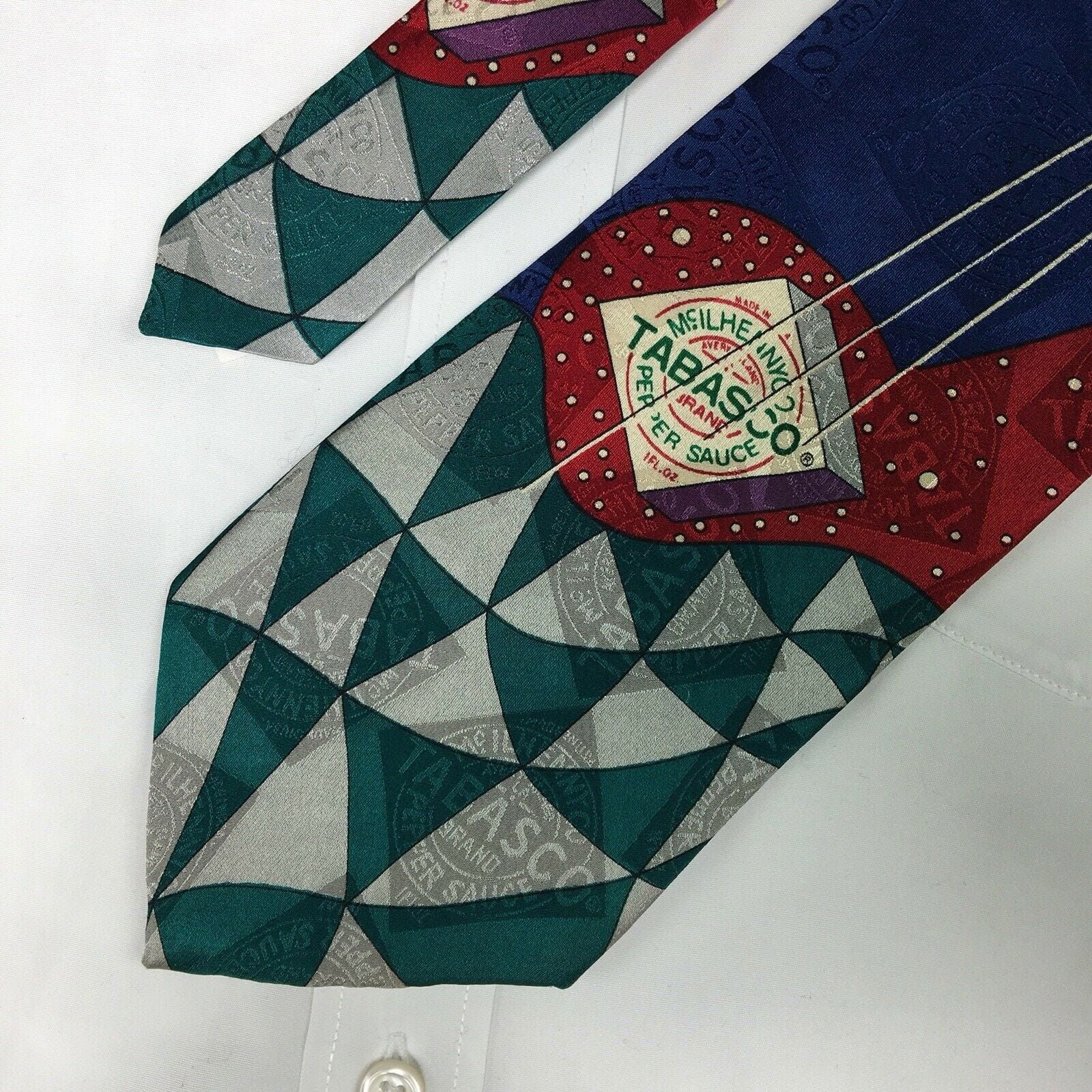 Fiery Tabasco Mens Red & Blue Silk Necktie 58" Very Good -  | Buy at Parsimony Shoppes