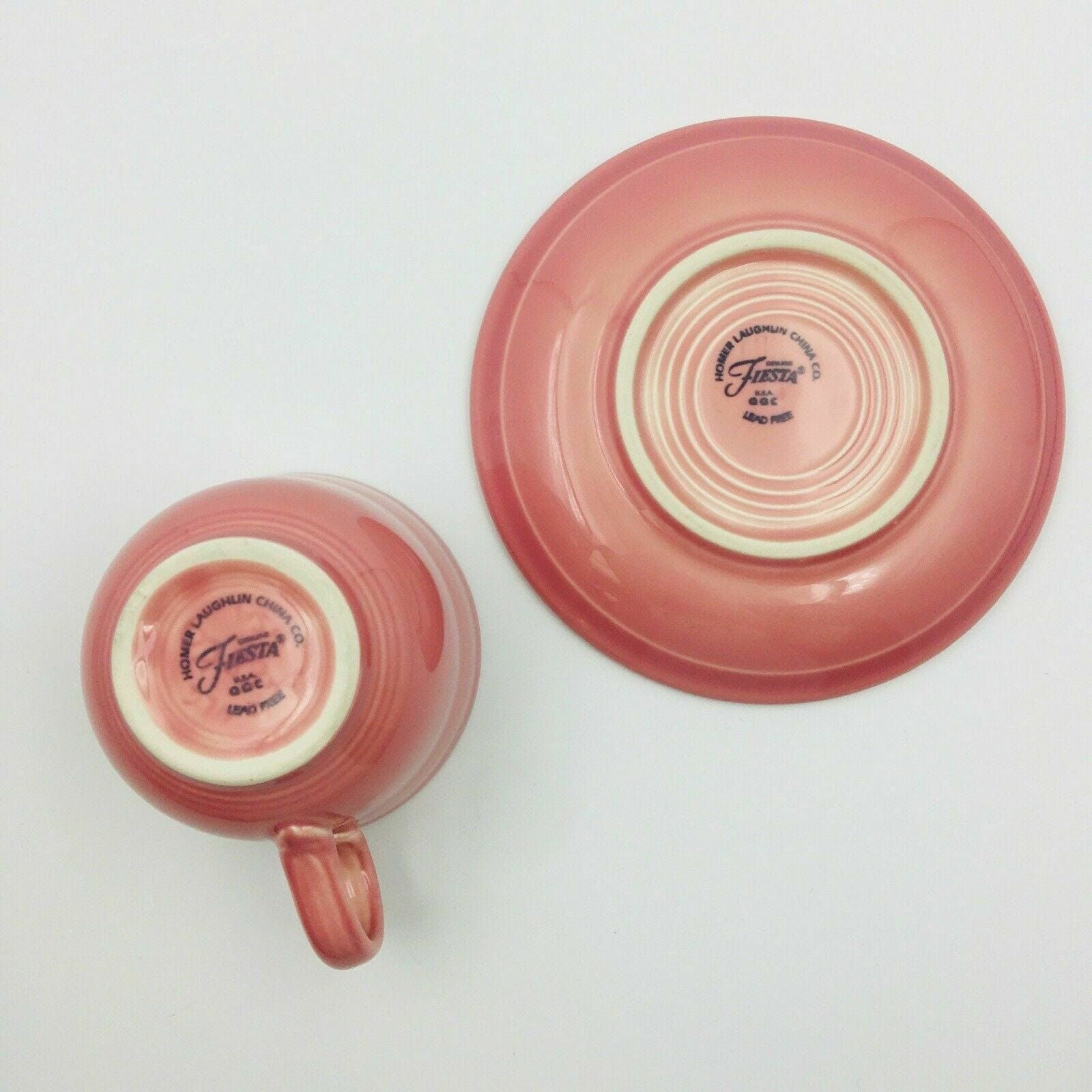 Fiesta Coral Rose Pink Replacement Tea Coffee Cup and Saucer Set Homer Laughlin Co USA -  | Buy at Parsimony Shoppes