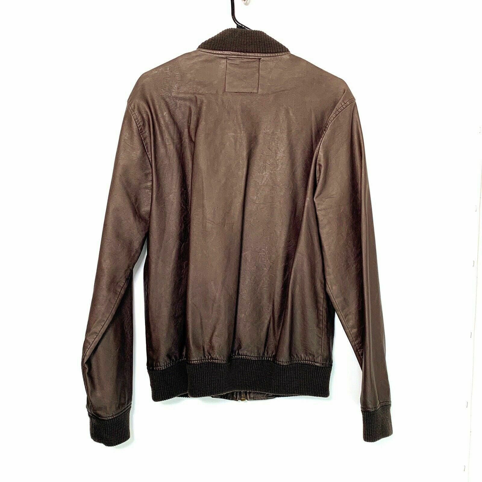 Five Four Men’s Brown Faux Leather Bomber Jacket | M (38-40) | EUC -  | Buy at Parsimony Shoppes