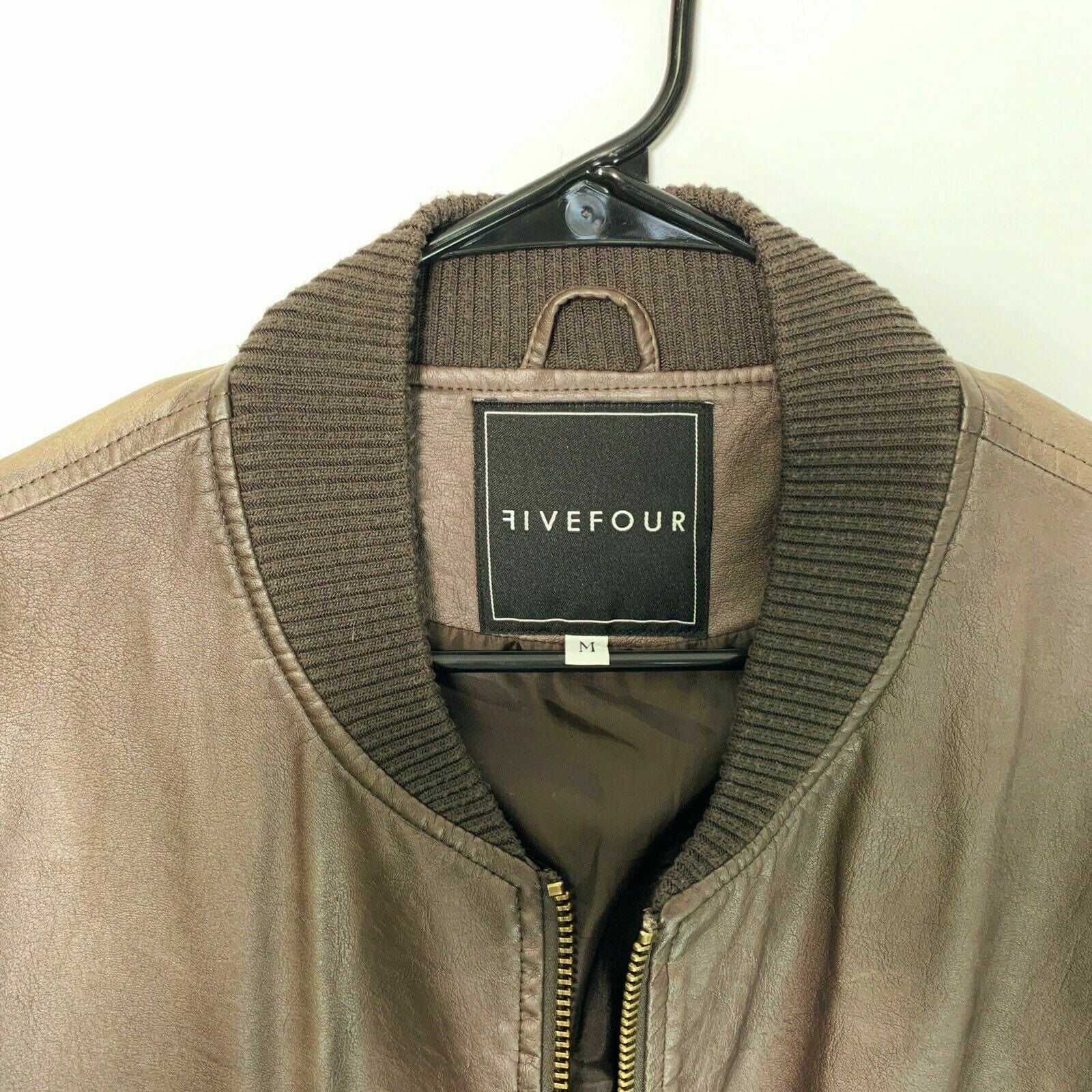 Five Four Men’s Brown Faux Leather Bomber Jacket | M (38-40) | EUC -  | Buy at Parsimony Shoppes