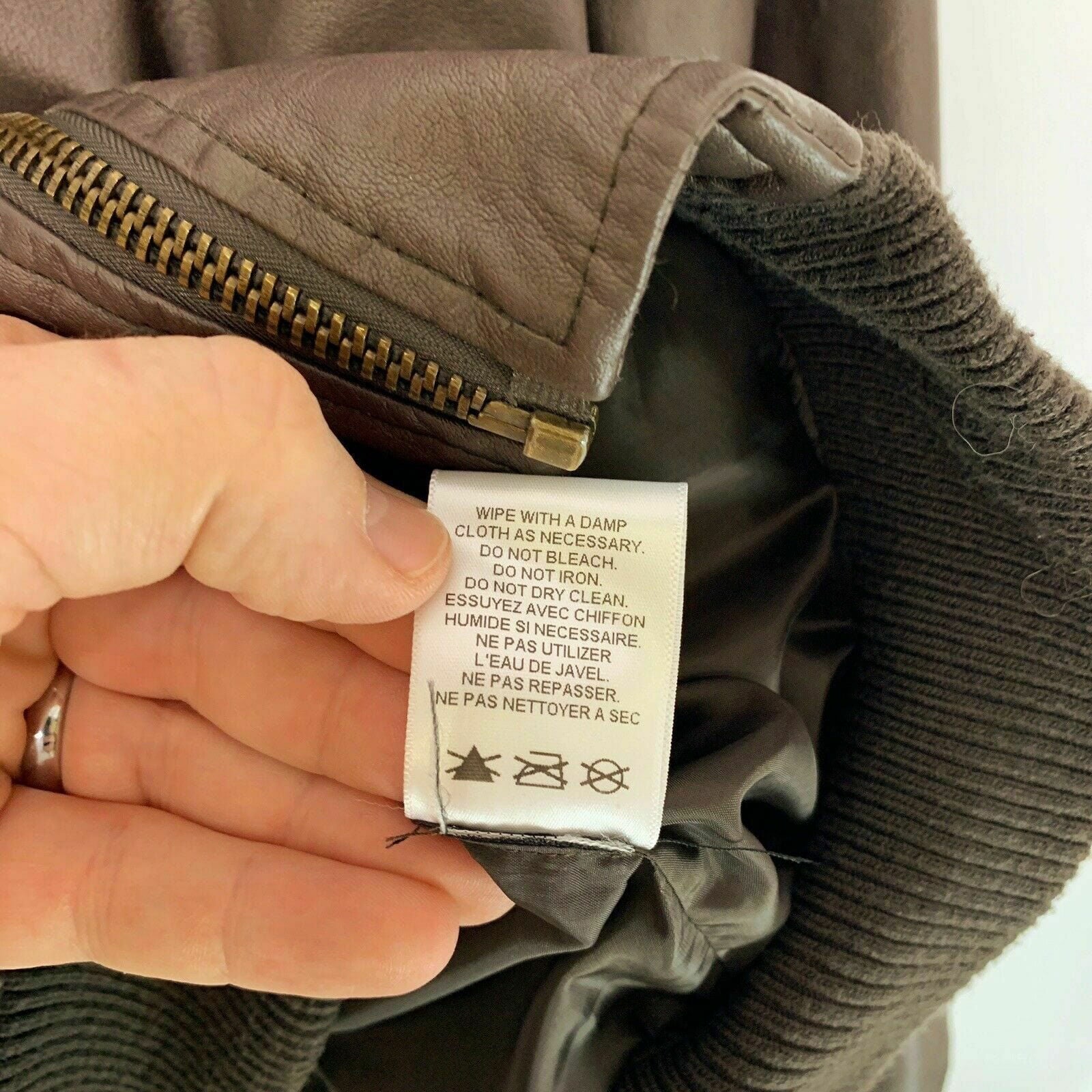Five Four Men’s Brown Faux Leather Bomber Jacket | M (38-40) | EUC -  | Buy at Parsimony Shoppes