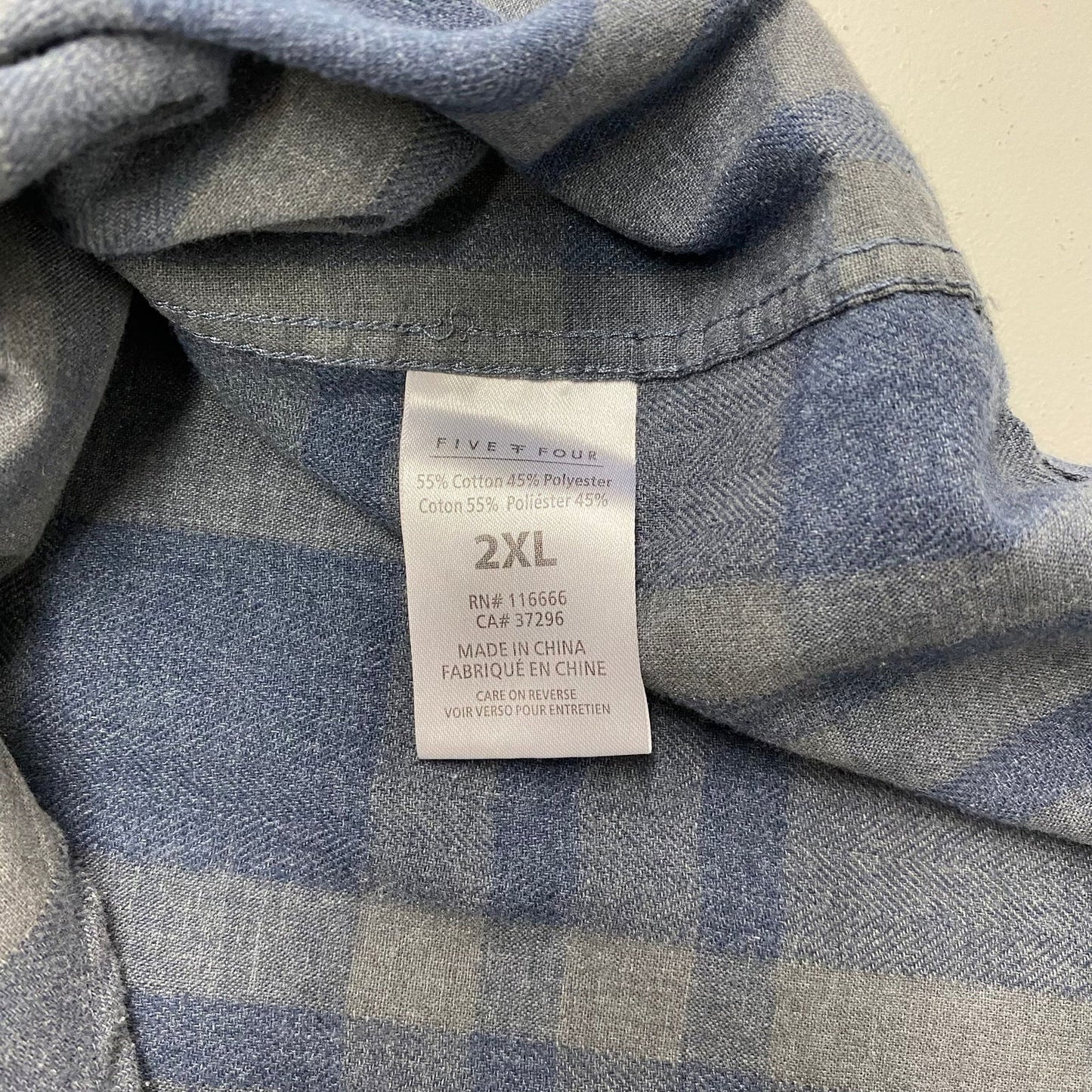 Five Four Mens Size 2X Gray/Blue Plaid Flannel Shirt L/s Pre-Owned -  | Buy at Parsimony Shoppes