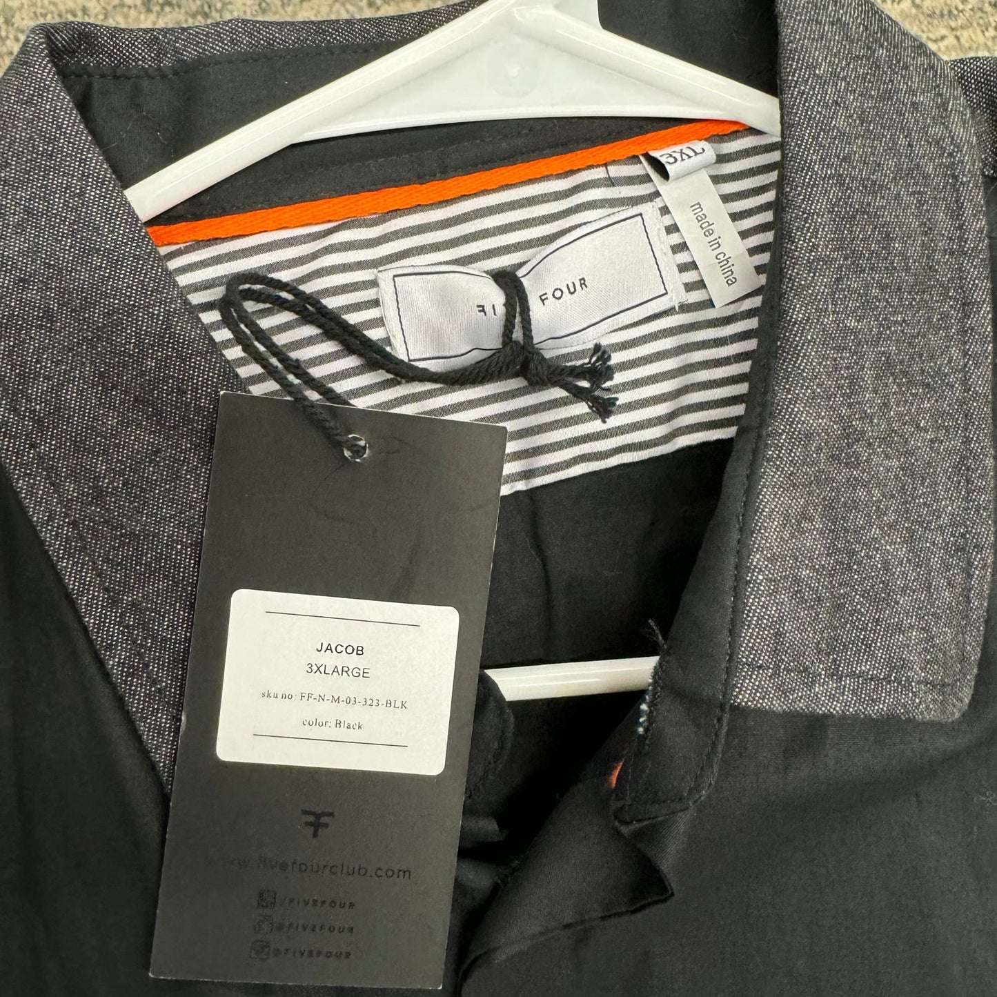 Five Four Mens Size 3XL ‘Jacob’ Black/Gray Button-Up Dress Shirt L/s NWT -  | Buy at Parsimony Shoppes