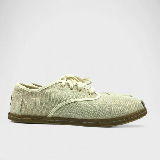 Toms Womens Casual Lace Up Shoes | Size 9 | Beige Cream | Lightweight Comfort | VGUC