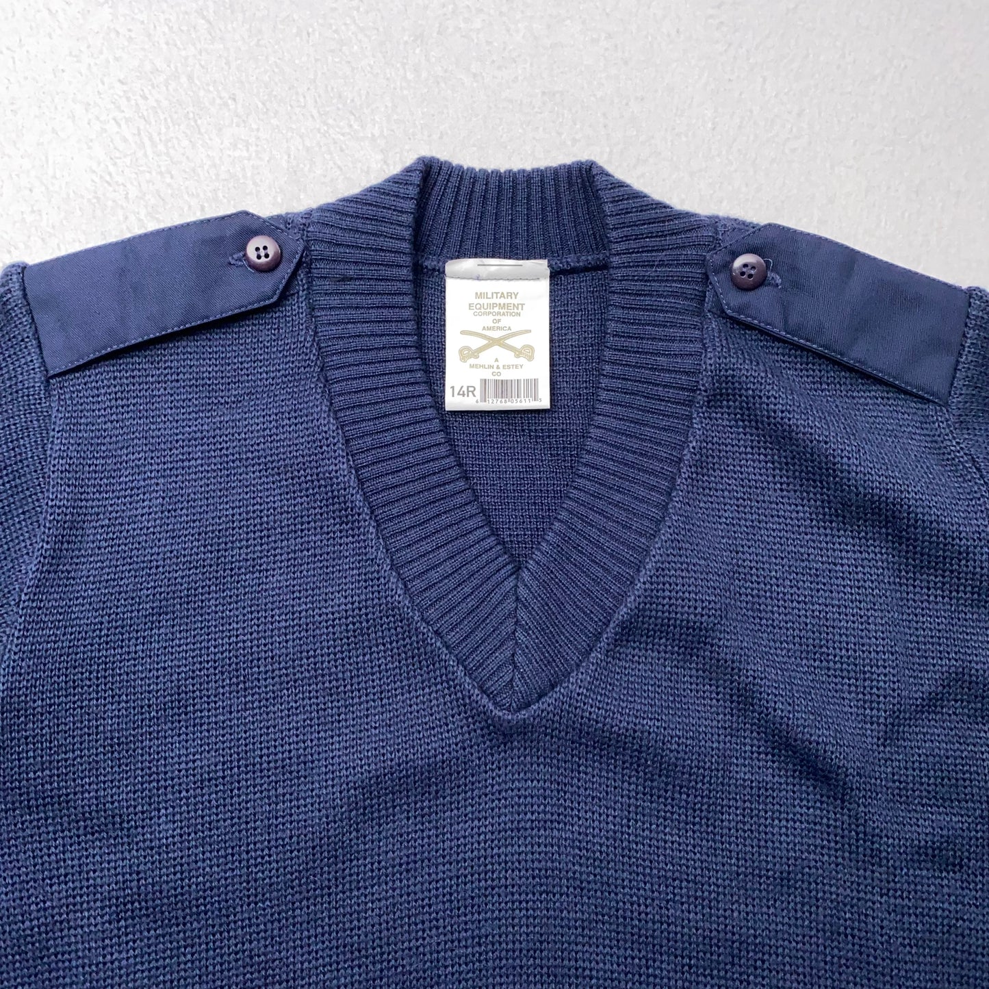 Military Equipment Men's Pullover V-Neck Sweater - Navy Blue - Size 14R