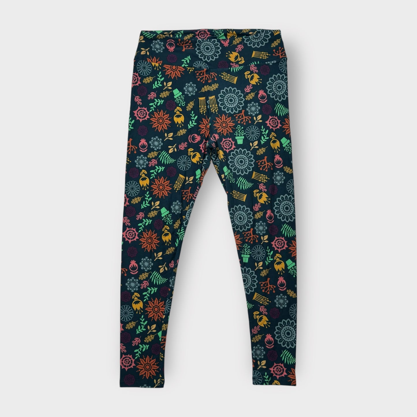 LuLaRoe Womens Leggings | Tall & Curvy (12-18) | Teal/Multicolor Floral Print | New