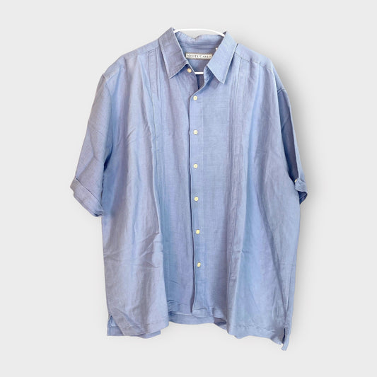 Vintage Monte Carlo Men's Light Blue Guayabera Shirt - Size XL (46-48)