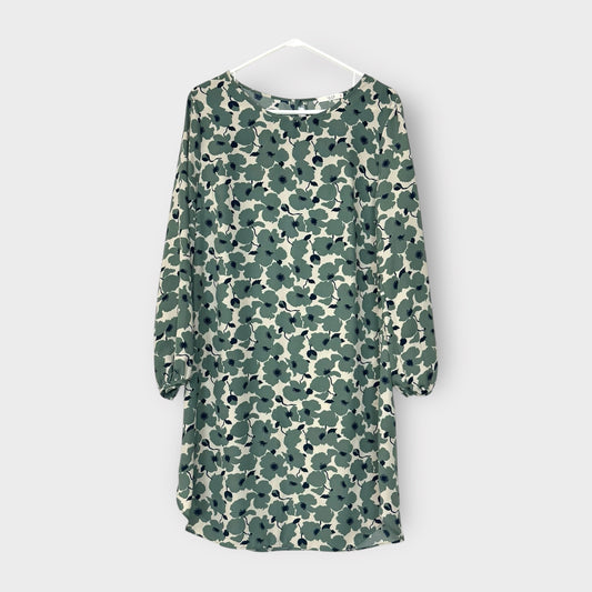 Le Lis Women's Floral Long Sleeve Mini Dress - Green/Blue - Size L - Pre-Owned