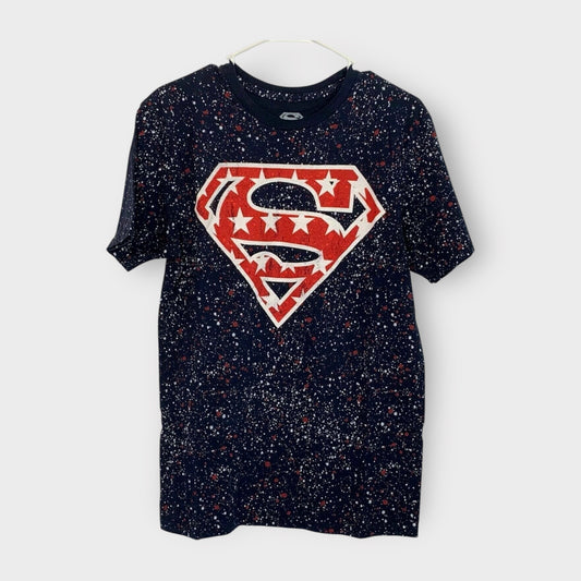 Superman Men's All-Over Graphic Short Sleeve T-Shirt - Blue - Size L - Pre-Owned