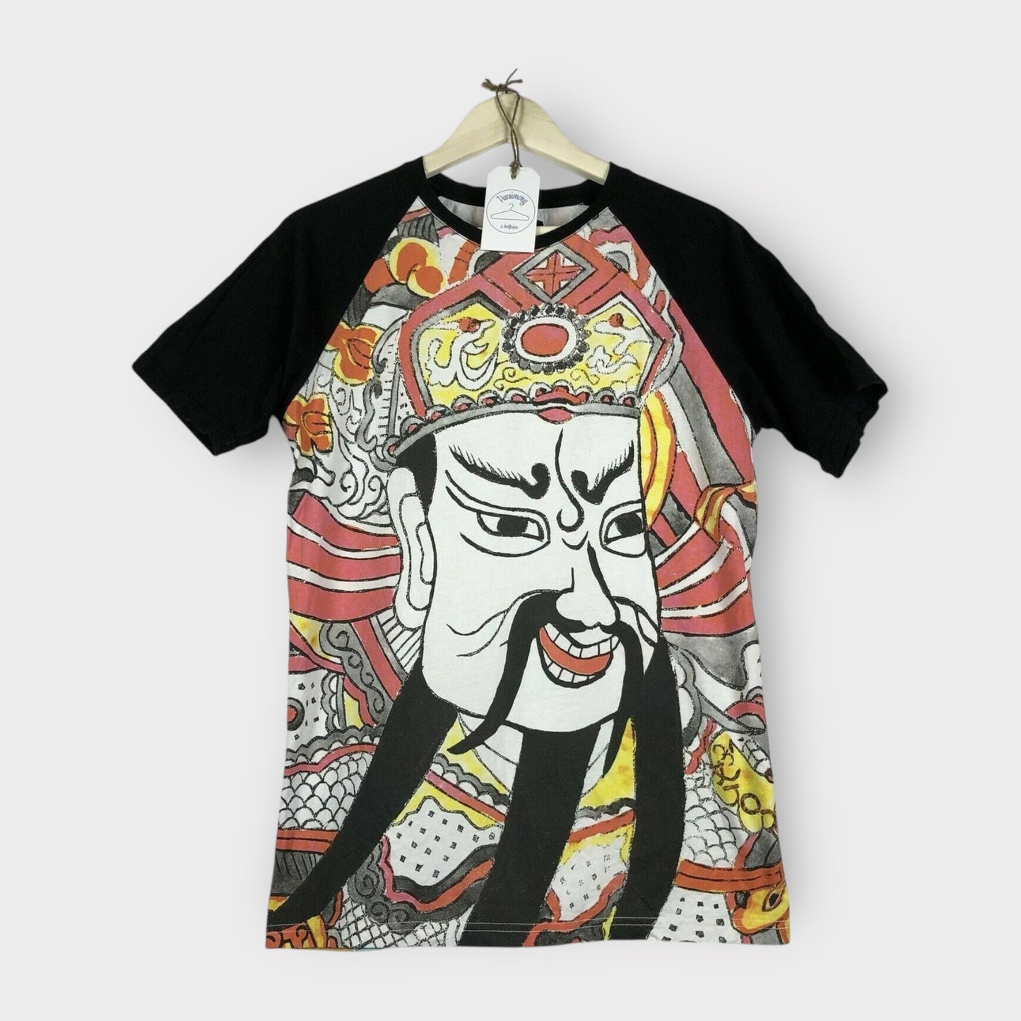 GOD Shogun Men's Graphic Print Raglan T-Shirt - Black - Size S - Pre-Owned