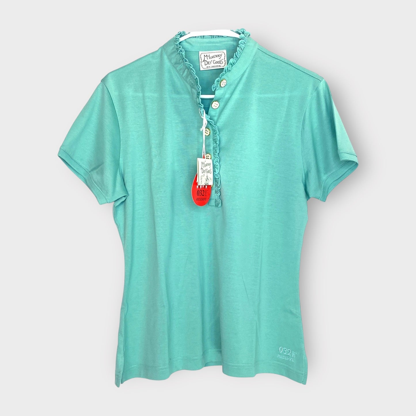 McIlhenny Dry Goods by Tabasco Women's Dry Reserve Luxe Jersey Ruffle Polo Shirt - Seafoam - Size M - New with Tags