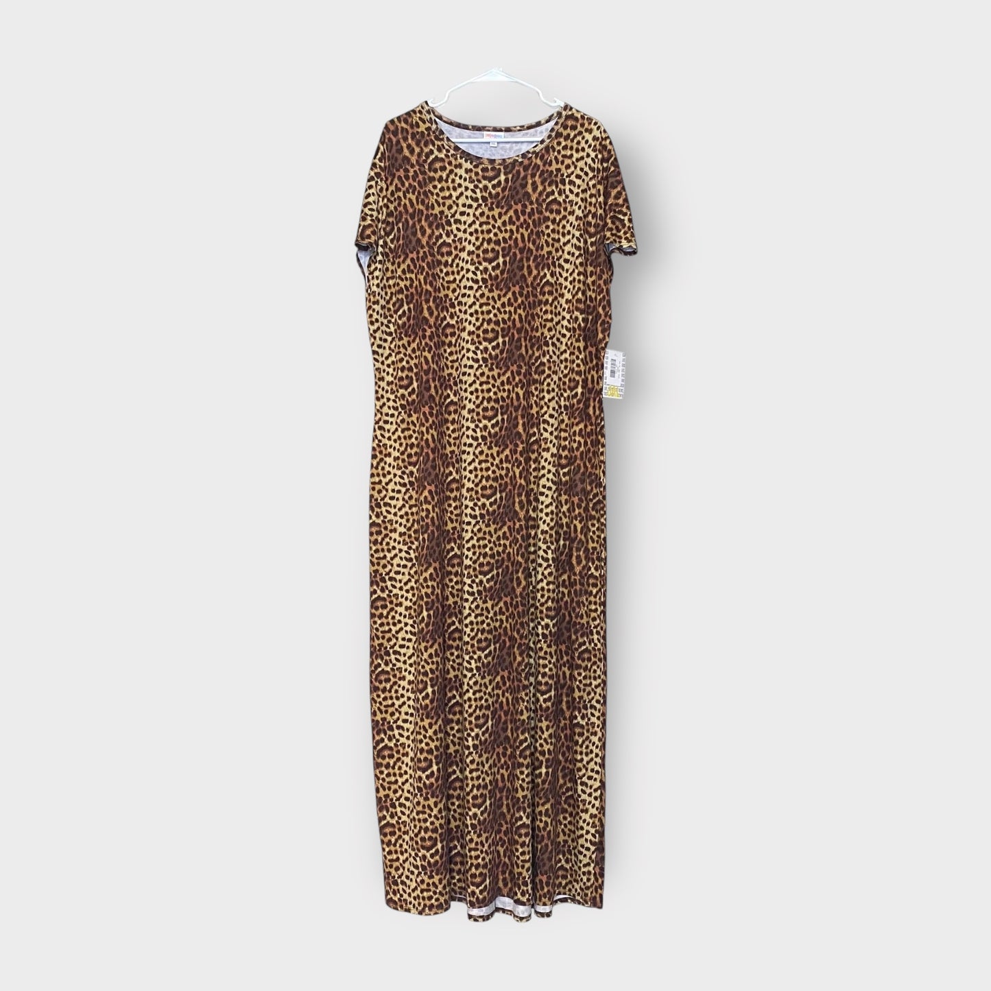 LuLaRoe Womens Maria Maxi Dress | 3XL (26-28) | Brown Leopard Print | S/s | NWT | UNICORN