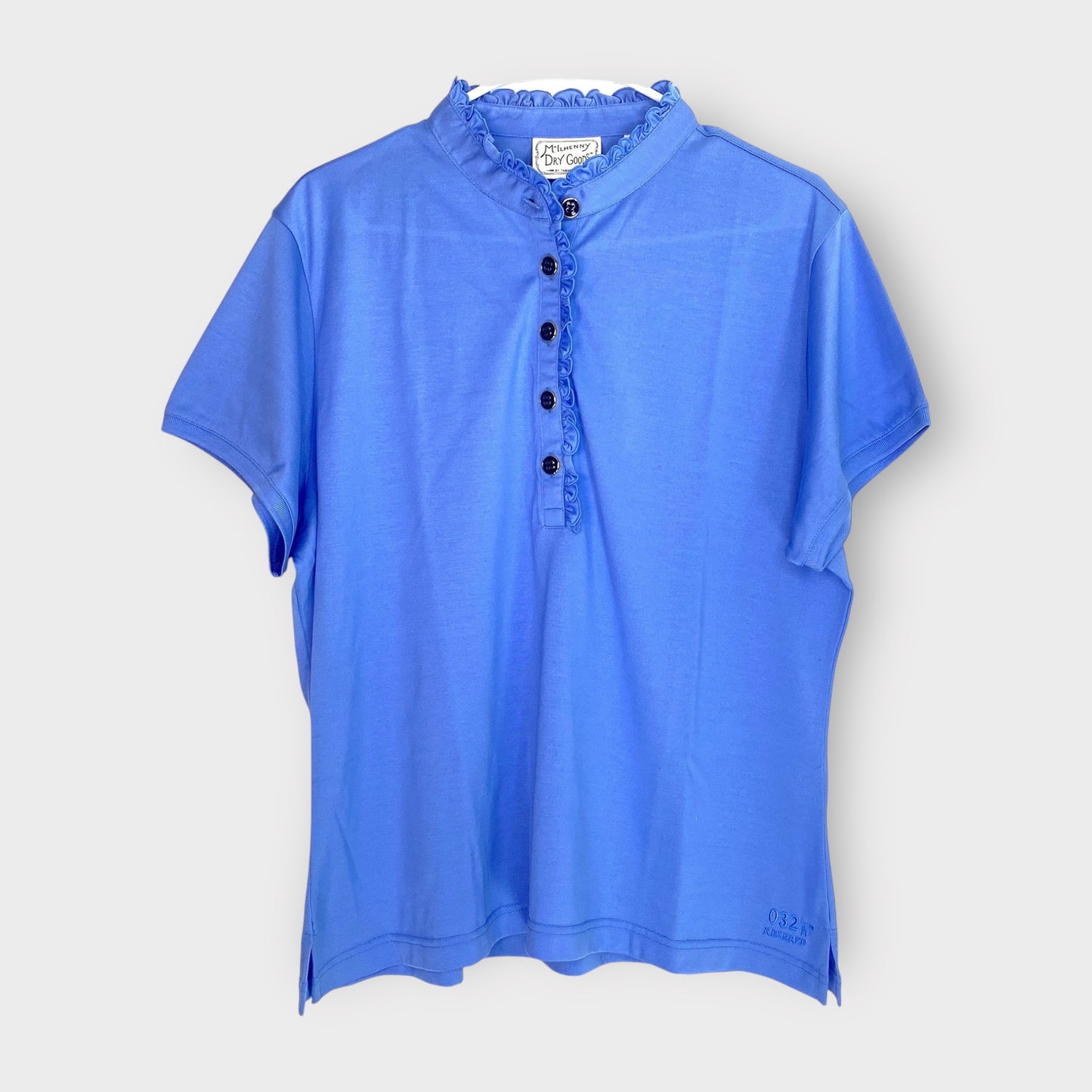 McIlhenny Dry Goods Women's Dry Reserve Luxe Jersey Ruffle Polo Shirt - Blue - Size XL - New with Tags