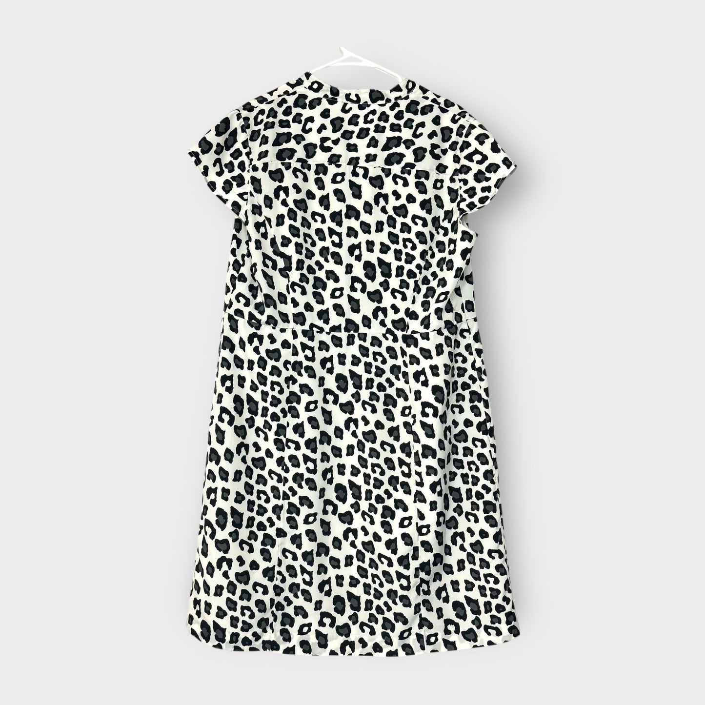 Merona Women's Leopard Print A-Line Dress - White/Black - Size 14 - Pre-Owned