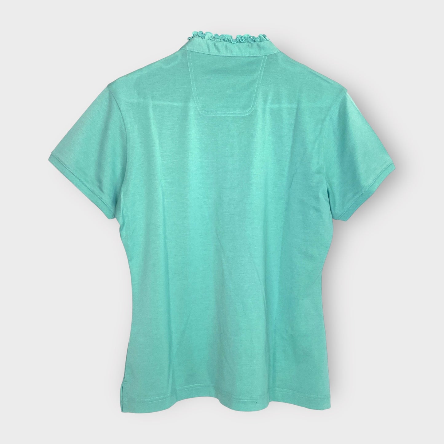 McIlhenny Dry Goods by Tabasco Women's Dry Reserve Luxe Jersey Ruffle Polo Shirt - Seafoam - Size M - New with Tags