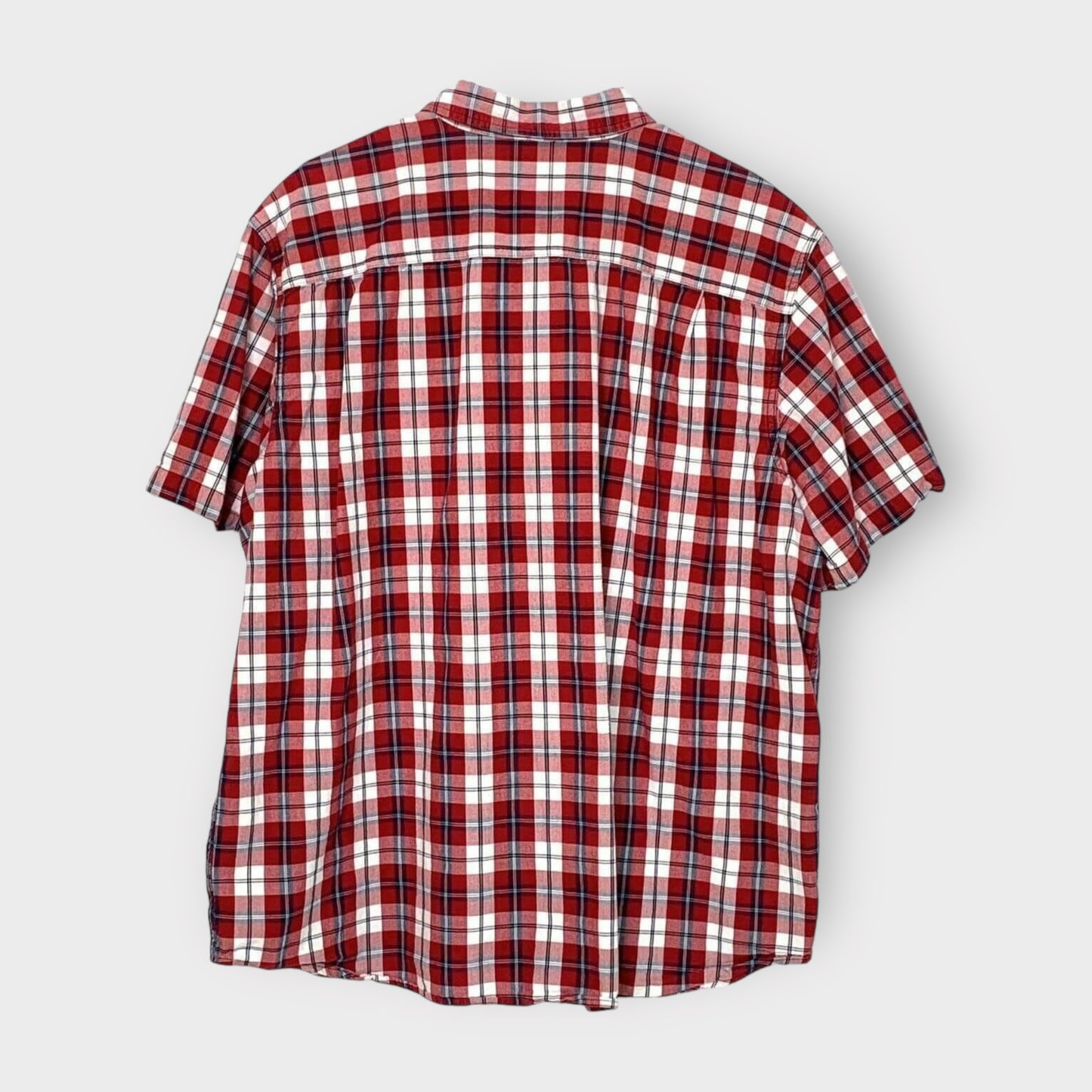 Carhartt Men's Button-Up Short Sleeve Plaid Shirt - Red/White - Size 2XL - Pre-Owned