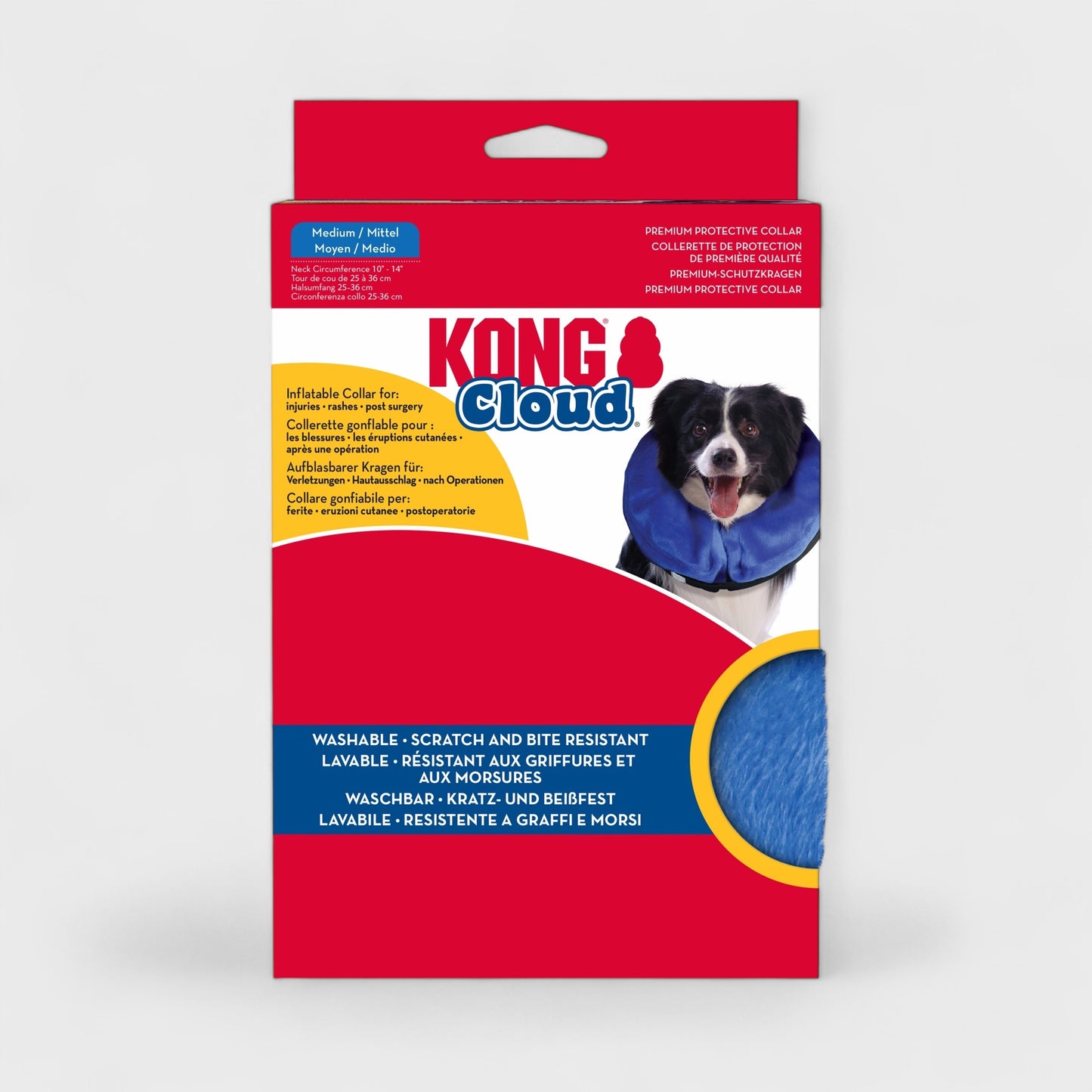 KONG Cloud E-Collar | Inflatable Recovery Collar | Medium | Blue | Soft & Comfortable | Machine Washable