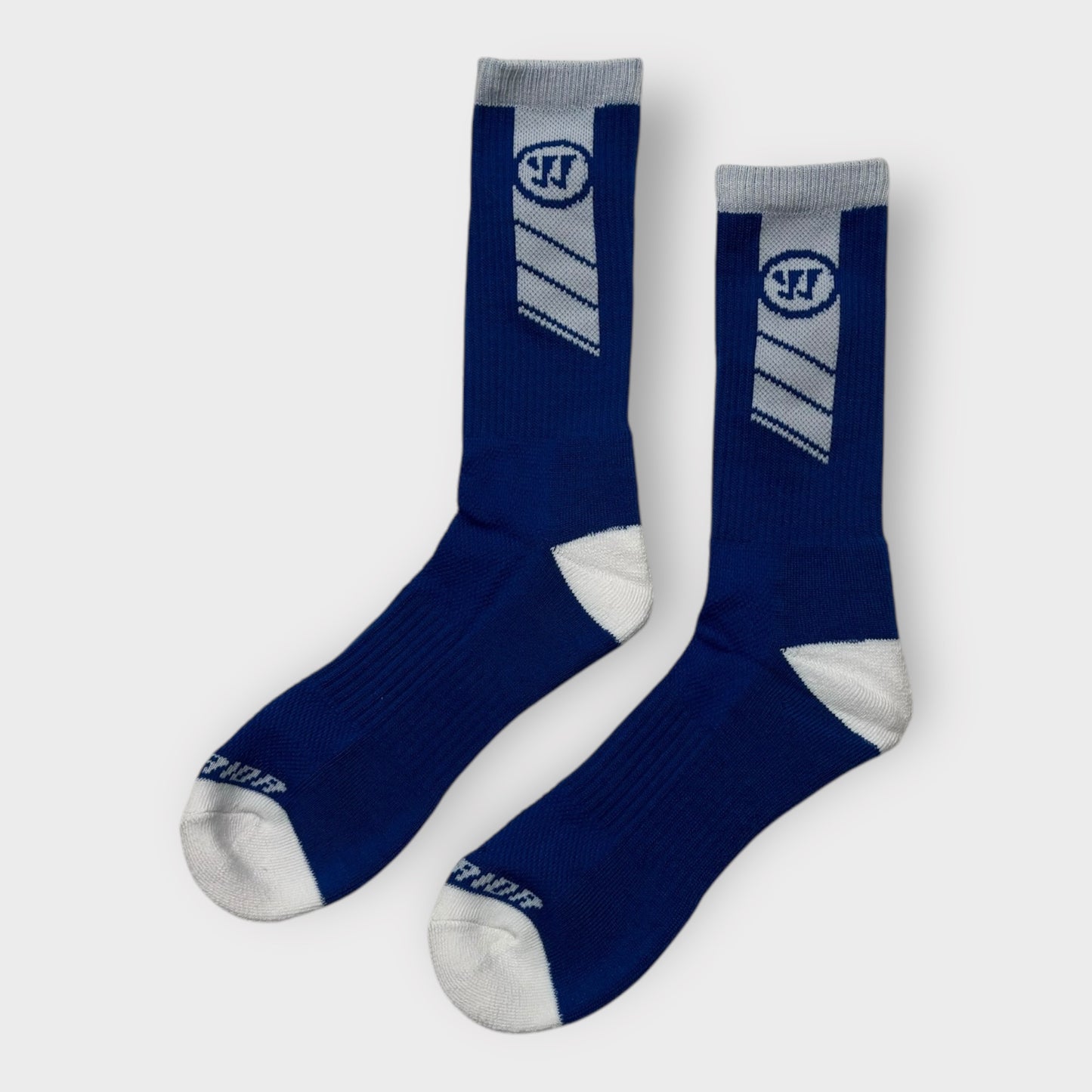 Warrior Lacrosse Game Day Crew Socks | 2-Pair Large (9-12.5) | Blue/White Stripe | New