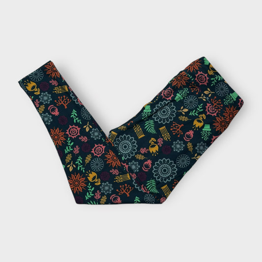 LuLaRoe Womens Leggings | Tall & Curvy (12-18) | Teal/Multicolor Floral Print | New