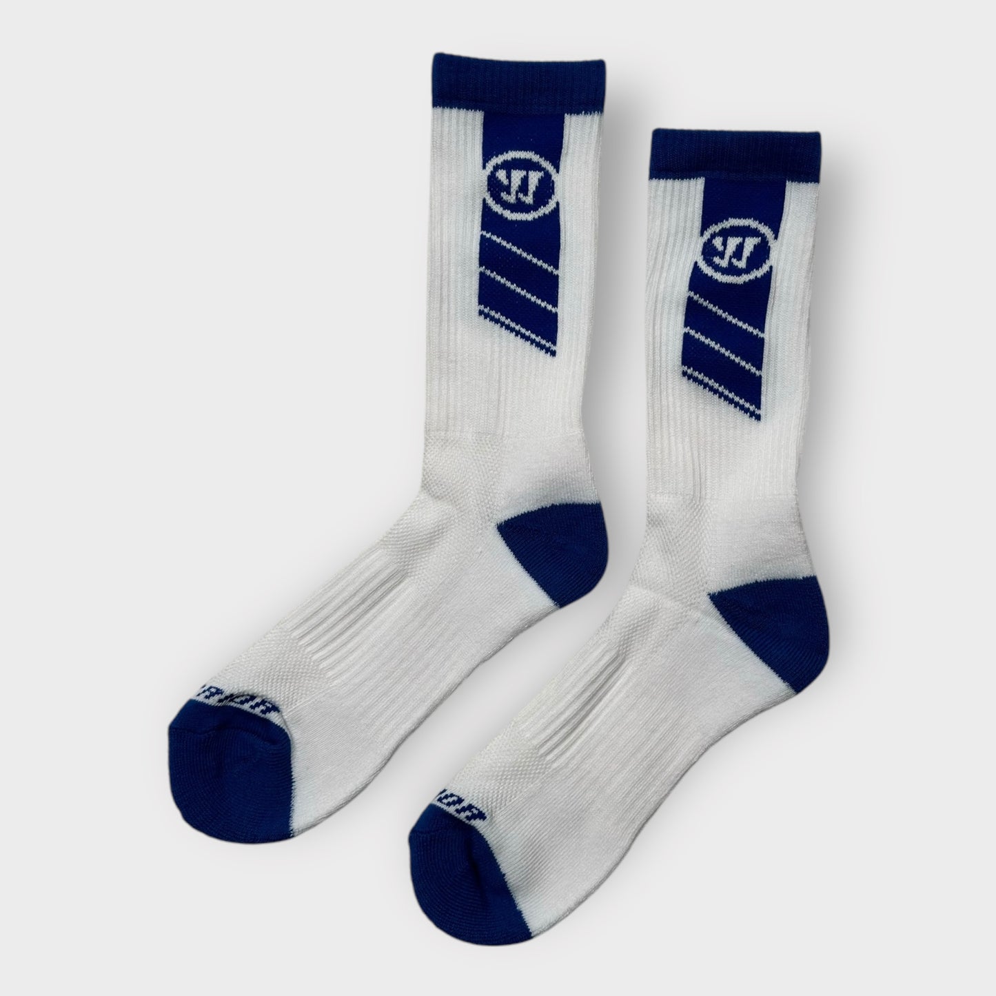 Warrior Lacrosse Game Day Crew Socks | 2-Pair Large (9-12.5) | Blue/White Stripe | New