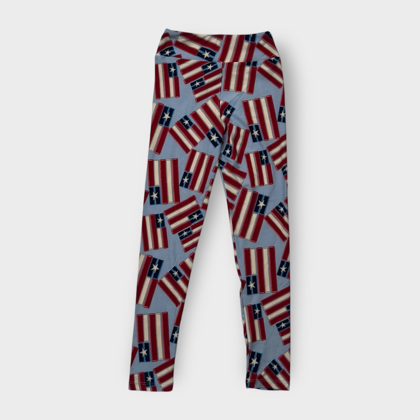 LuLaRoe Tween Leggings | Tween (00-0) | Red/Blue American Flag Print | New