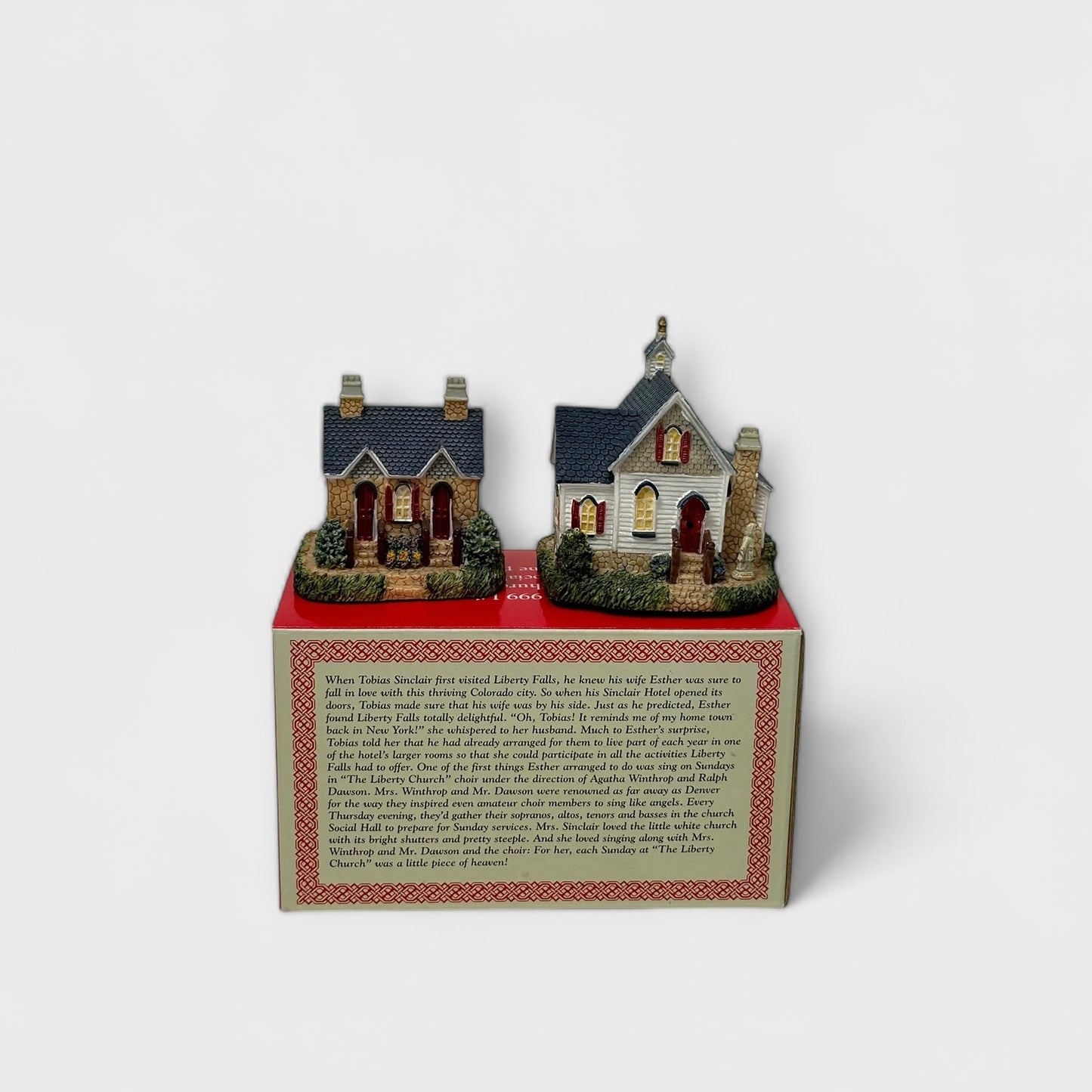 Liberty Falls Americana Collection - Liberty Church & Social Hall Miniatures - 1999 Limited Edition - Handcrafted Décor