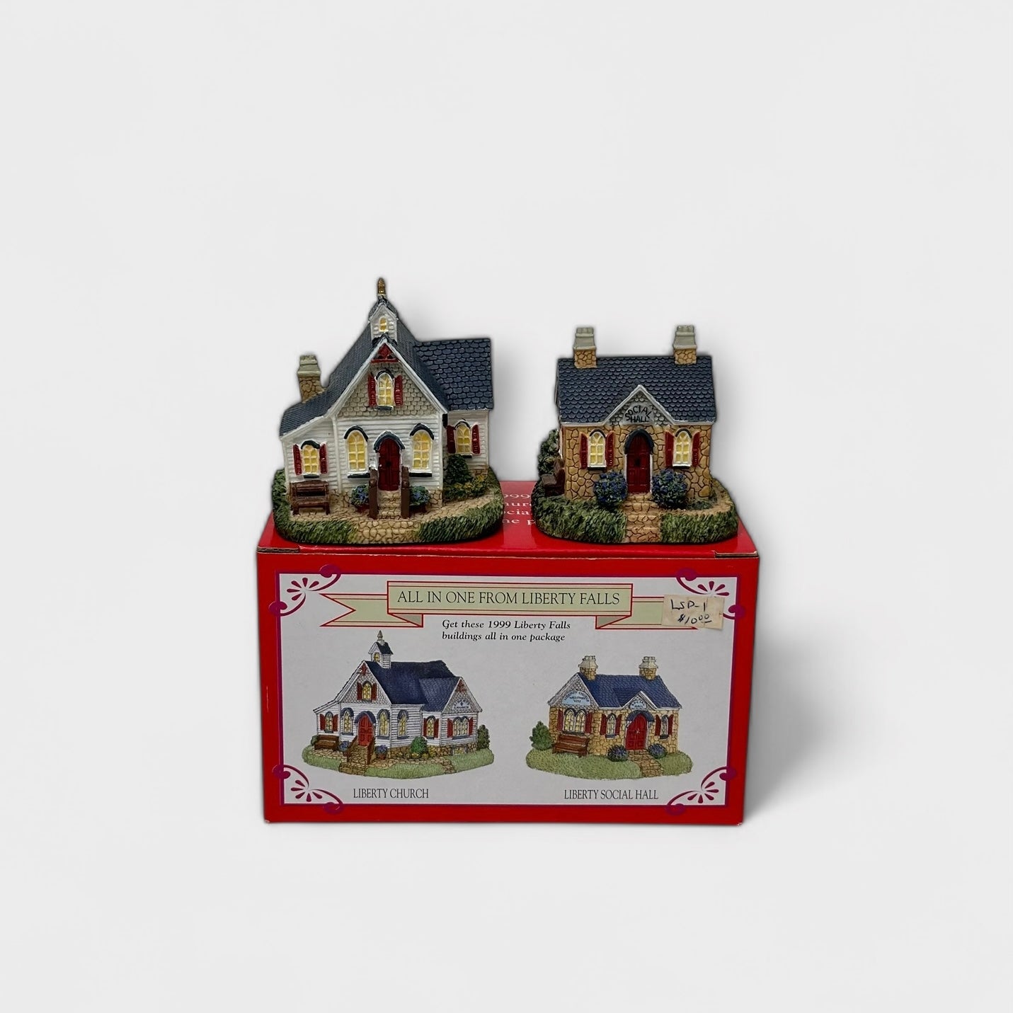 Liberty Falls Americana Collection - Liberty Church & Social Hall Miniatures - 1999 Limited Edition - Handcrafted Décor