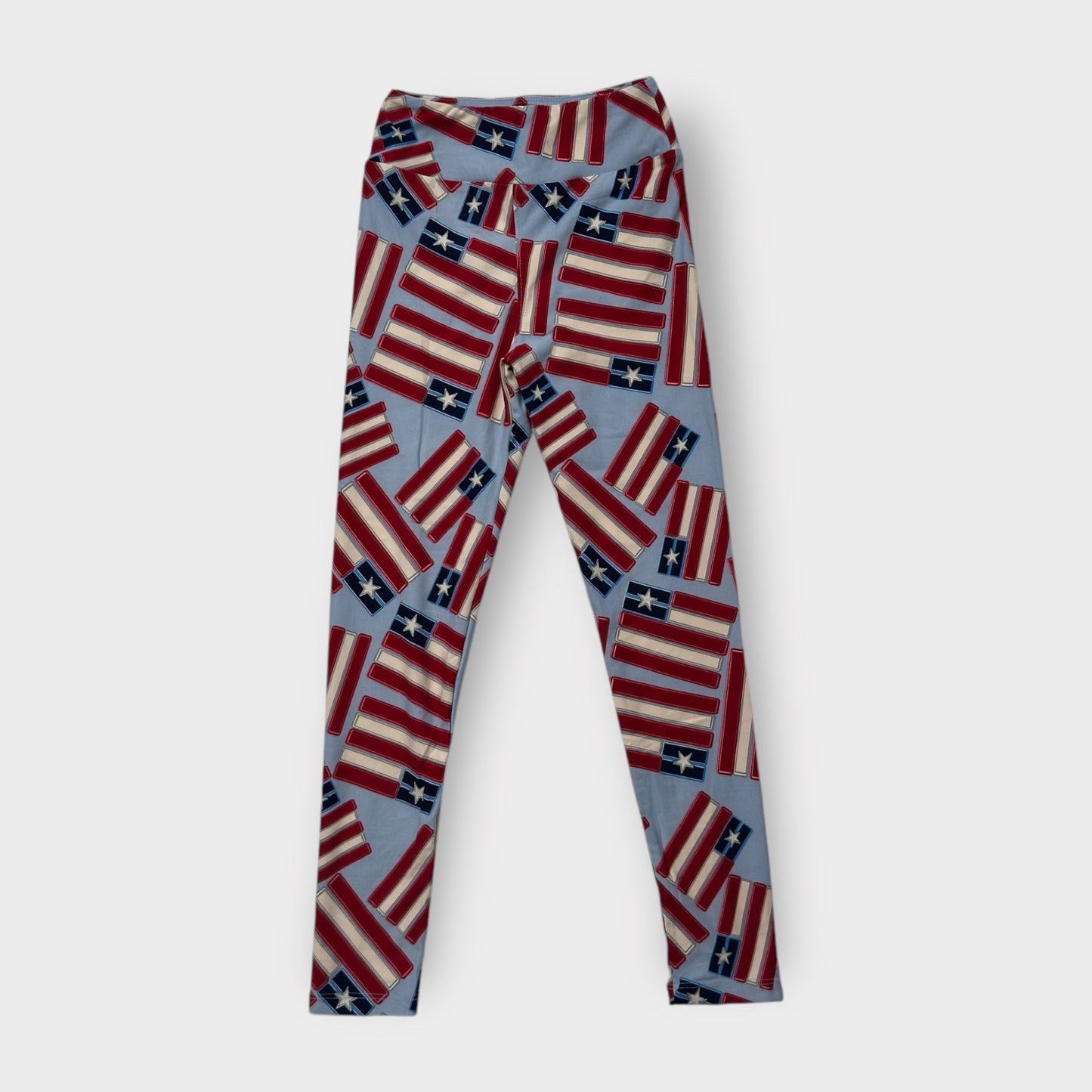 LuLaRoe Tween Leggings | Tween (00-0) | Red/Blue American Flag Print | New