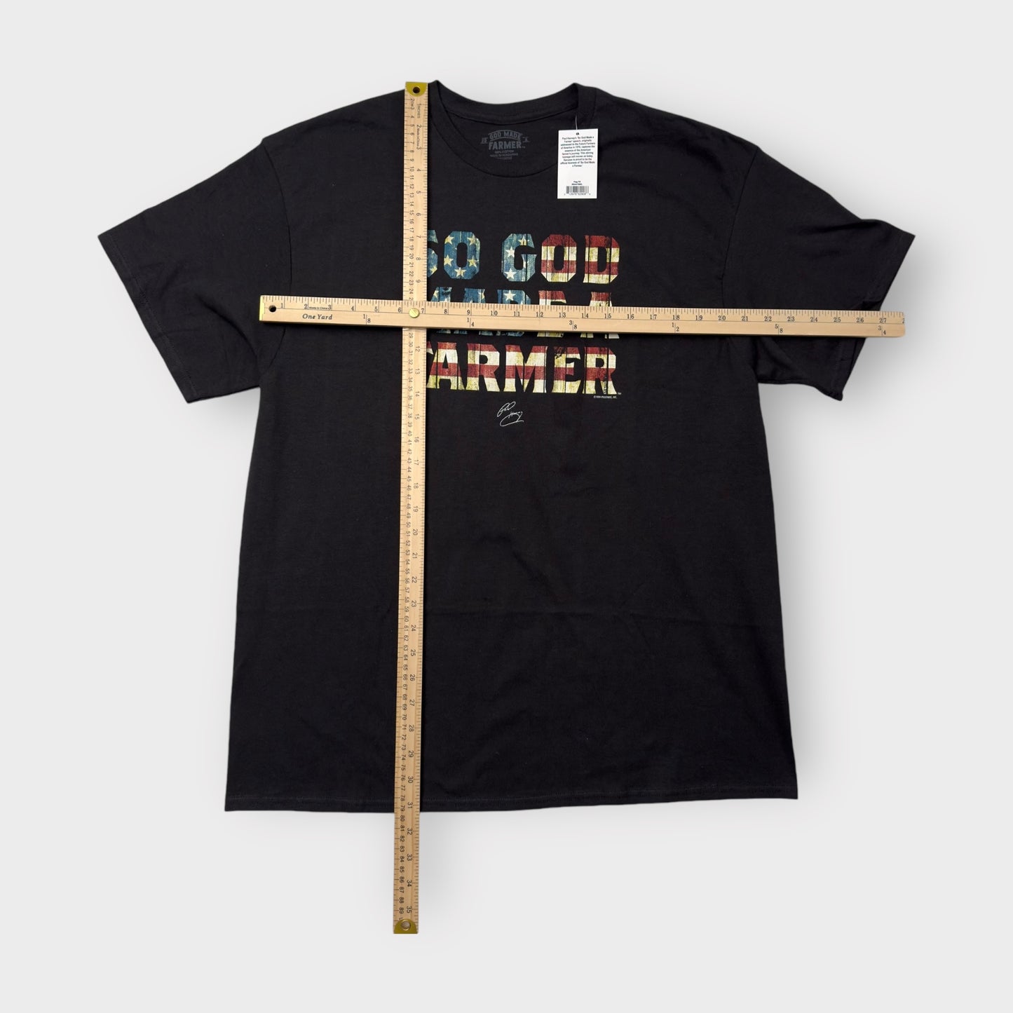 So God Made a Farmer T-Shirt by Kerusso | XL | Black | American Flag Graphic | New