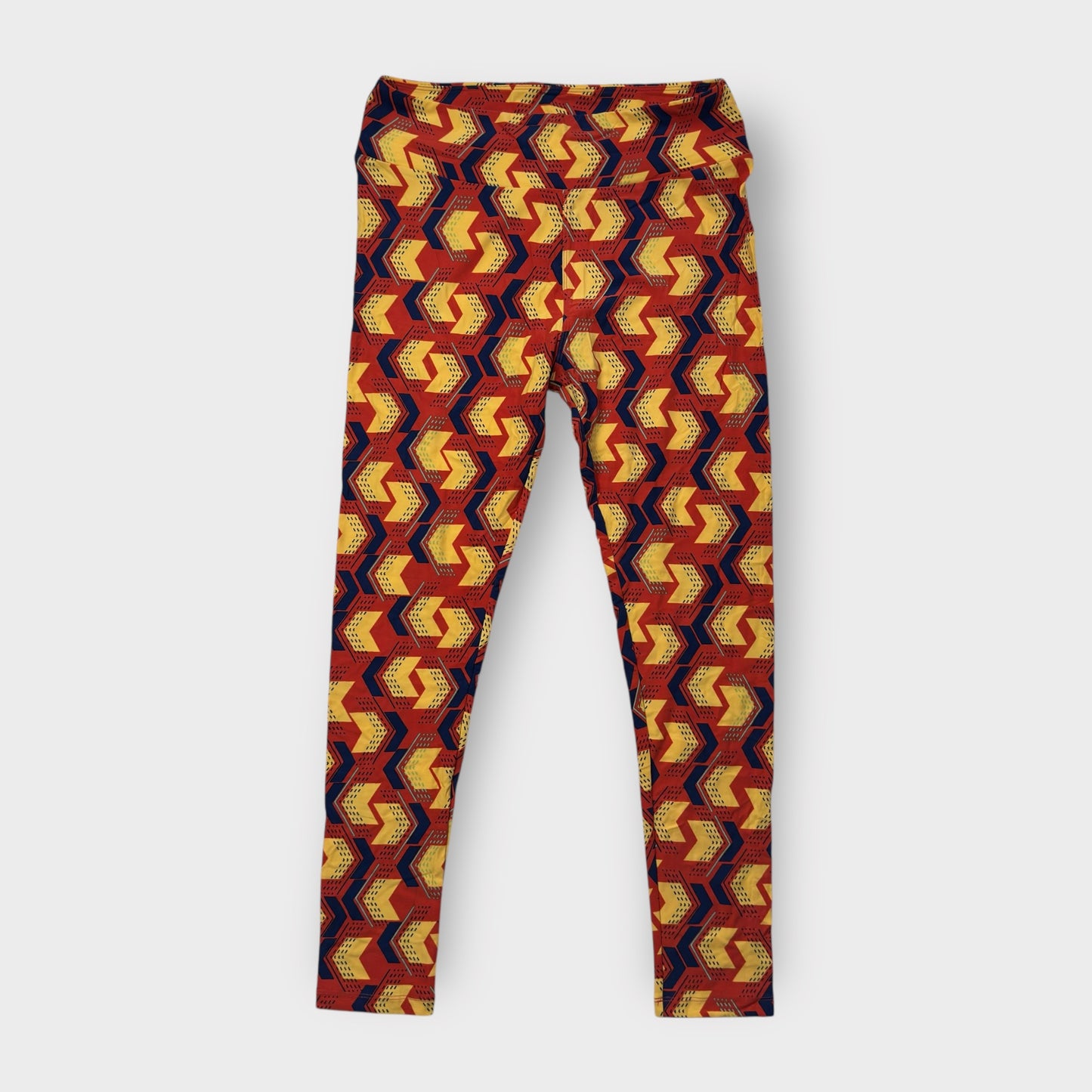 LuLaRoe Women’s Leggings | Tall & Curvy (12-18) | Red/Yellow Chevron Print | New