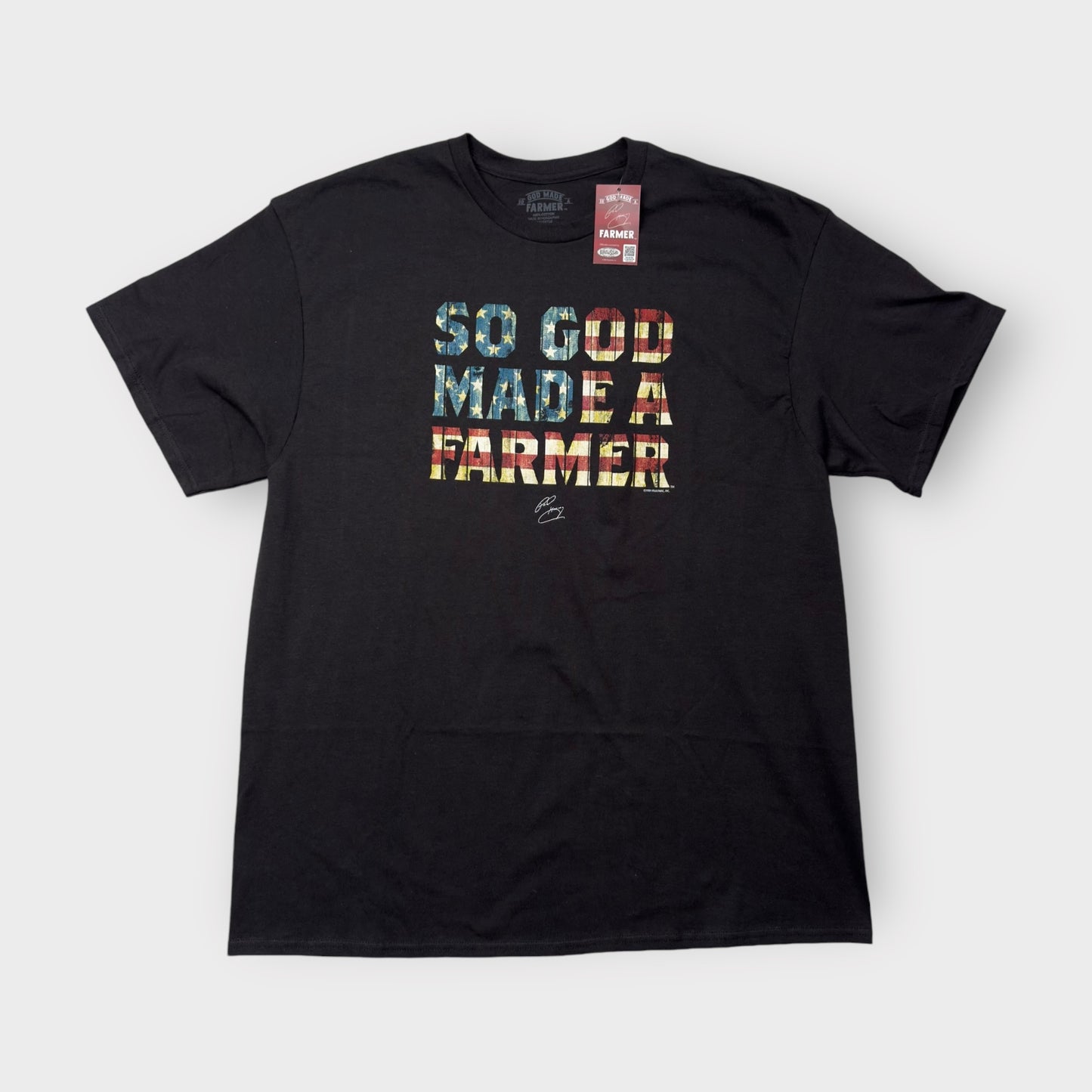 So God Made a Farmer T-Shirt by Kerusso | XL | Black | American Flag Graphic | New