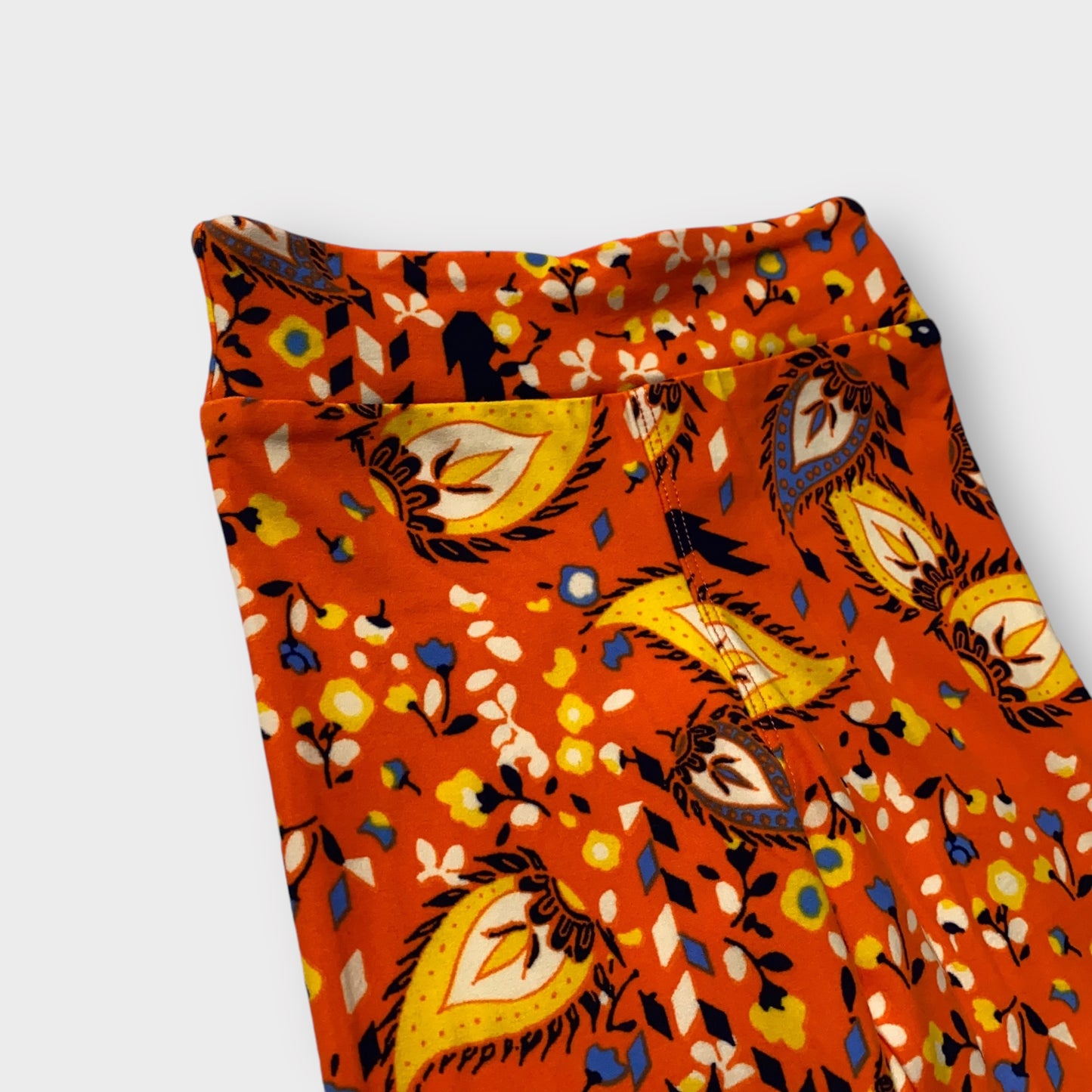 LuLaRoe Kids Leggings | S/M | Orange Feather & Floral Pattern | Soft Spandex | New