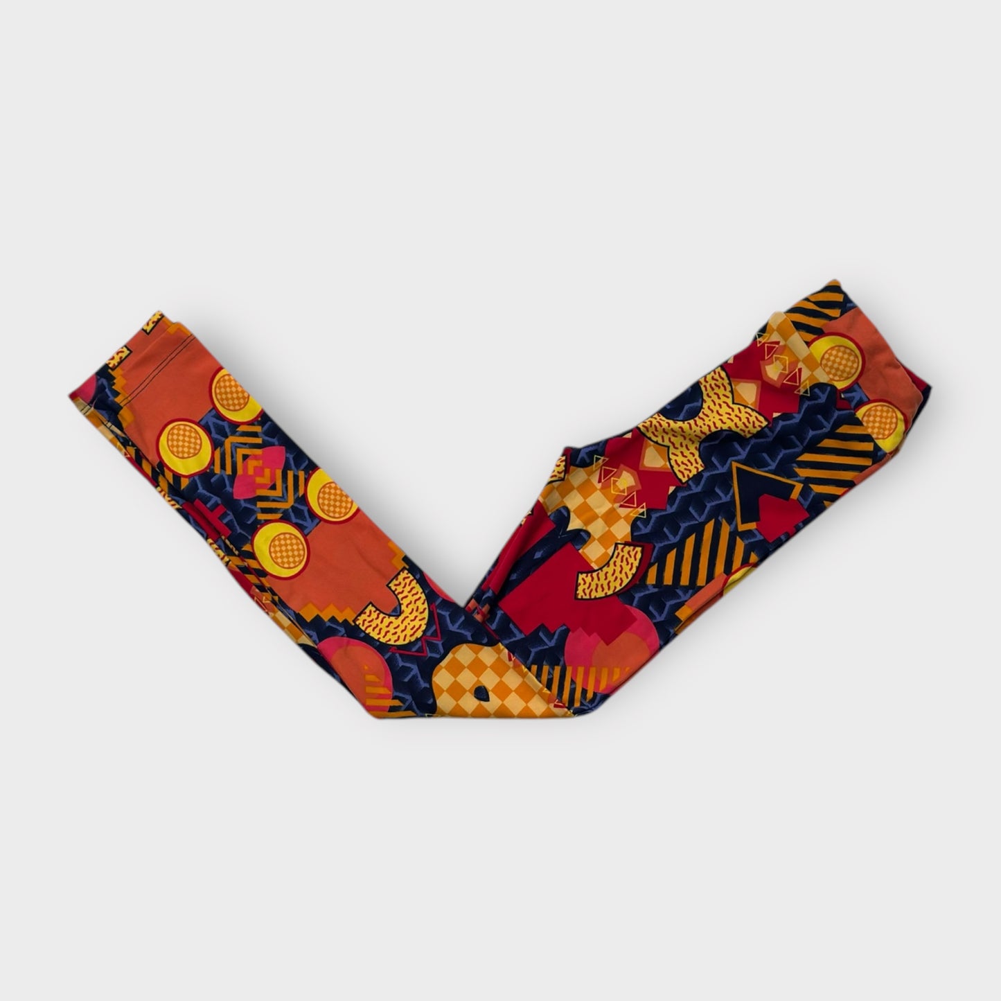 LuLaRoe Kids Leggings | Kids L/XL (8-14) | Red/Orange Geometric Print | New